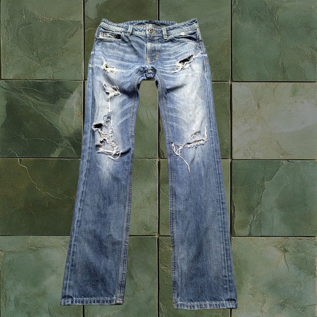 Diesel Jeans Mens W29 L32 Slim Skinny Distressed Ripped Blue Denim Usa Thavar, Men's