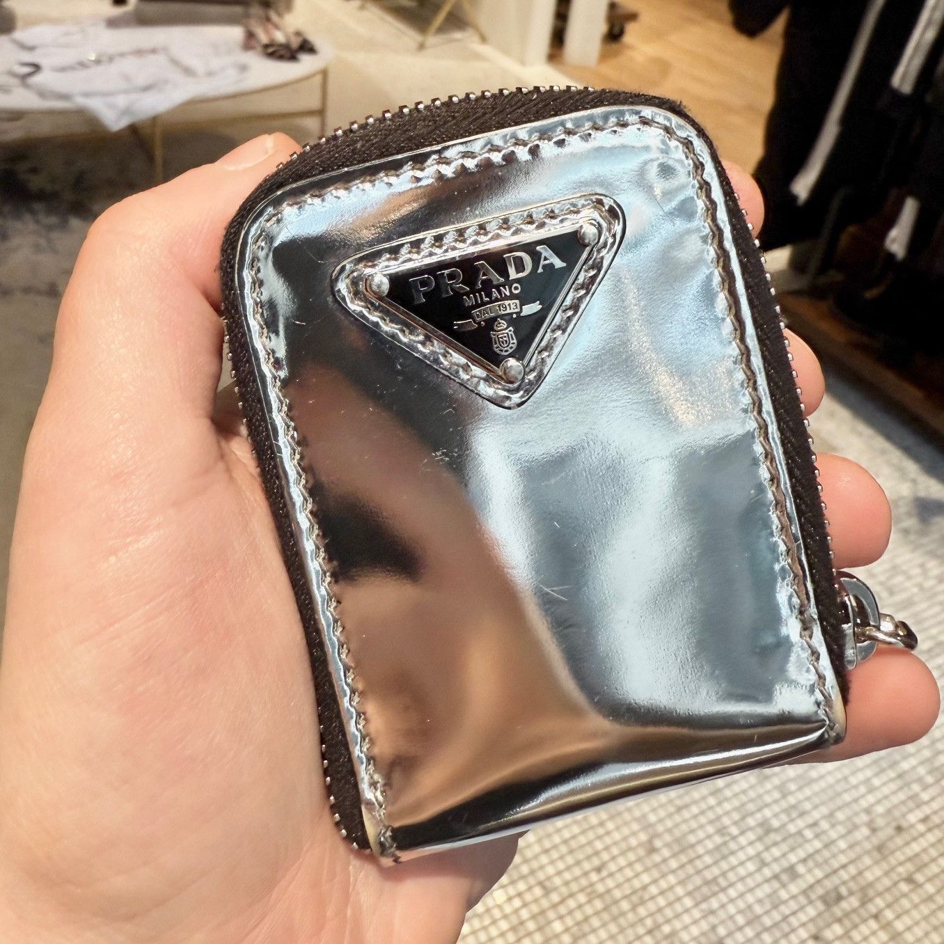 Prada Prada Metallic Silver Chrome Spazzolato Brique Crossbody Bag Size ONE SIZE - 23 Thumbnail