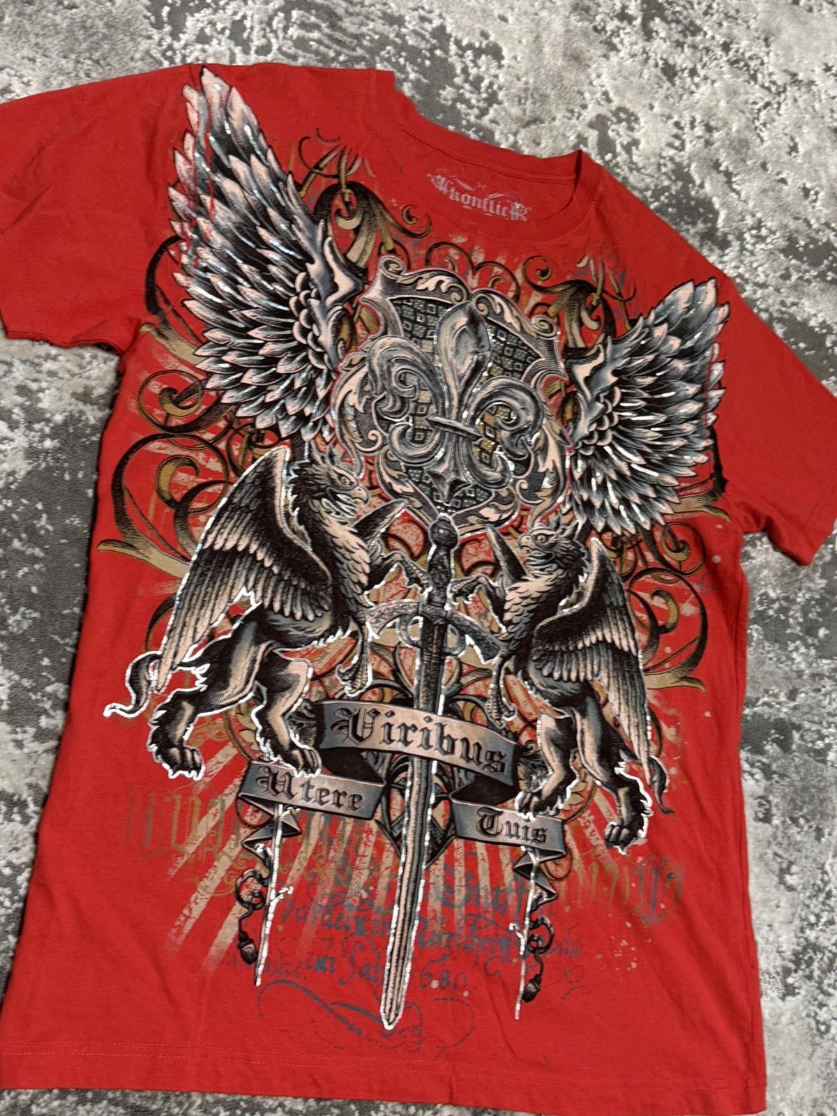 Affliction VINTAGE KONFLIC Y2K CROSS TRIBAL PRINT MADE IN USA T-SHIRT Size US L / EU 52-54 / 3 - 2 Thumbnail