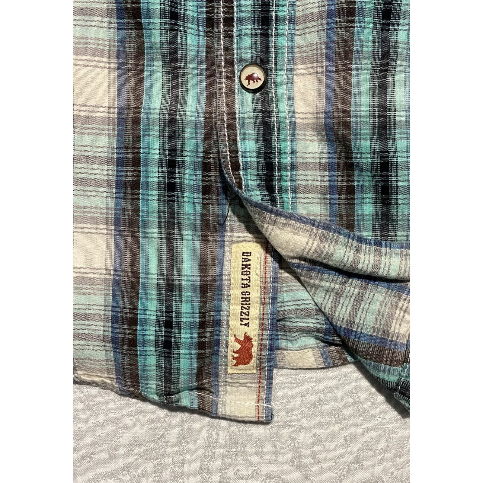 Vintage Dakota Grizzly Shirt Mens M Green Blue Plaid Pearl Snap Casual Western Cowboy Shirt Size US M / EU 48-50 / 2 - 3 Thumbnail