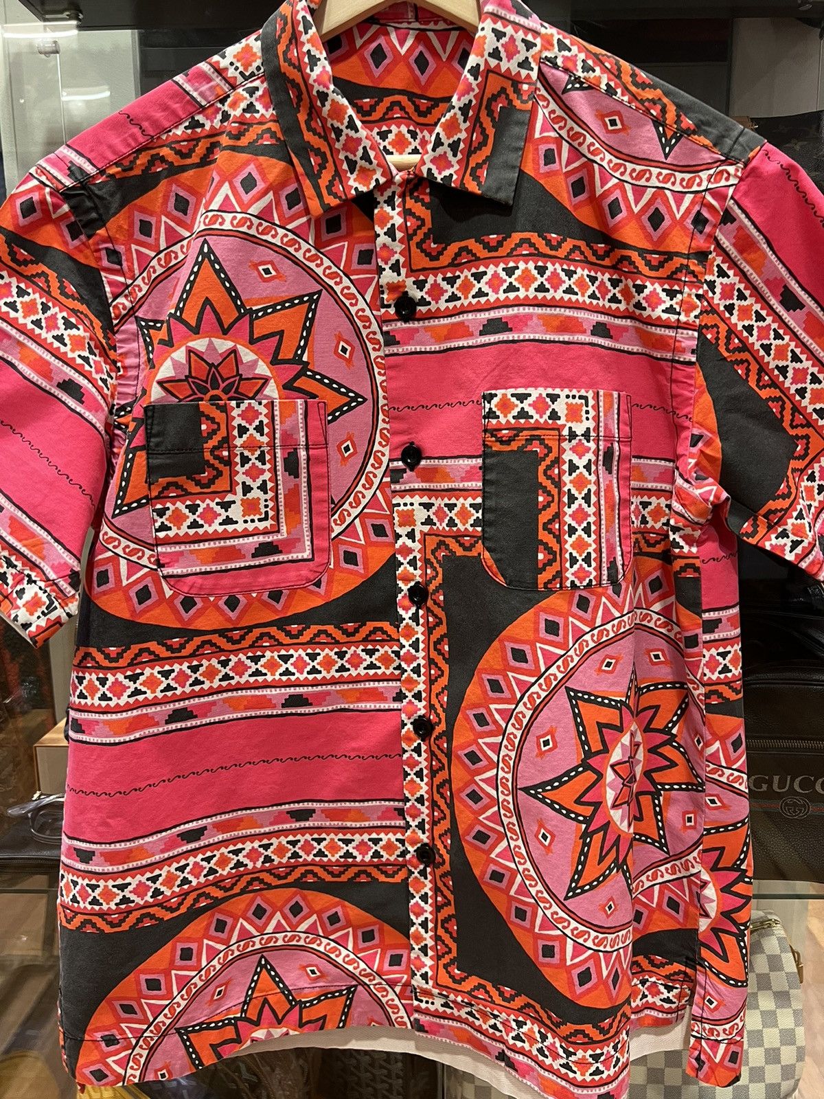 Sacai Sacai fuschia pattern button up bowling shirt Size US M / EU 48-50 / 2 - 2 Thumbnail