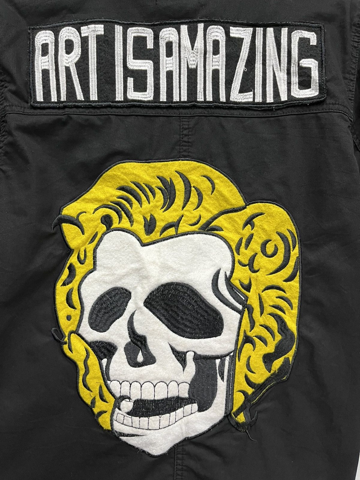 If Six Was Nine GLADNEWS Punk Gothic “ART IS AMAZING” Big Embroidery Skull💀 Size US S / EU 44-46 / 1 - 2 Thumbnail