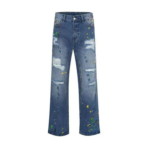 Jean paint flare damaged ripped jeans Size US 34 / EU 50 - 1 Thumbnail