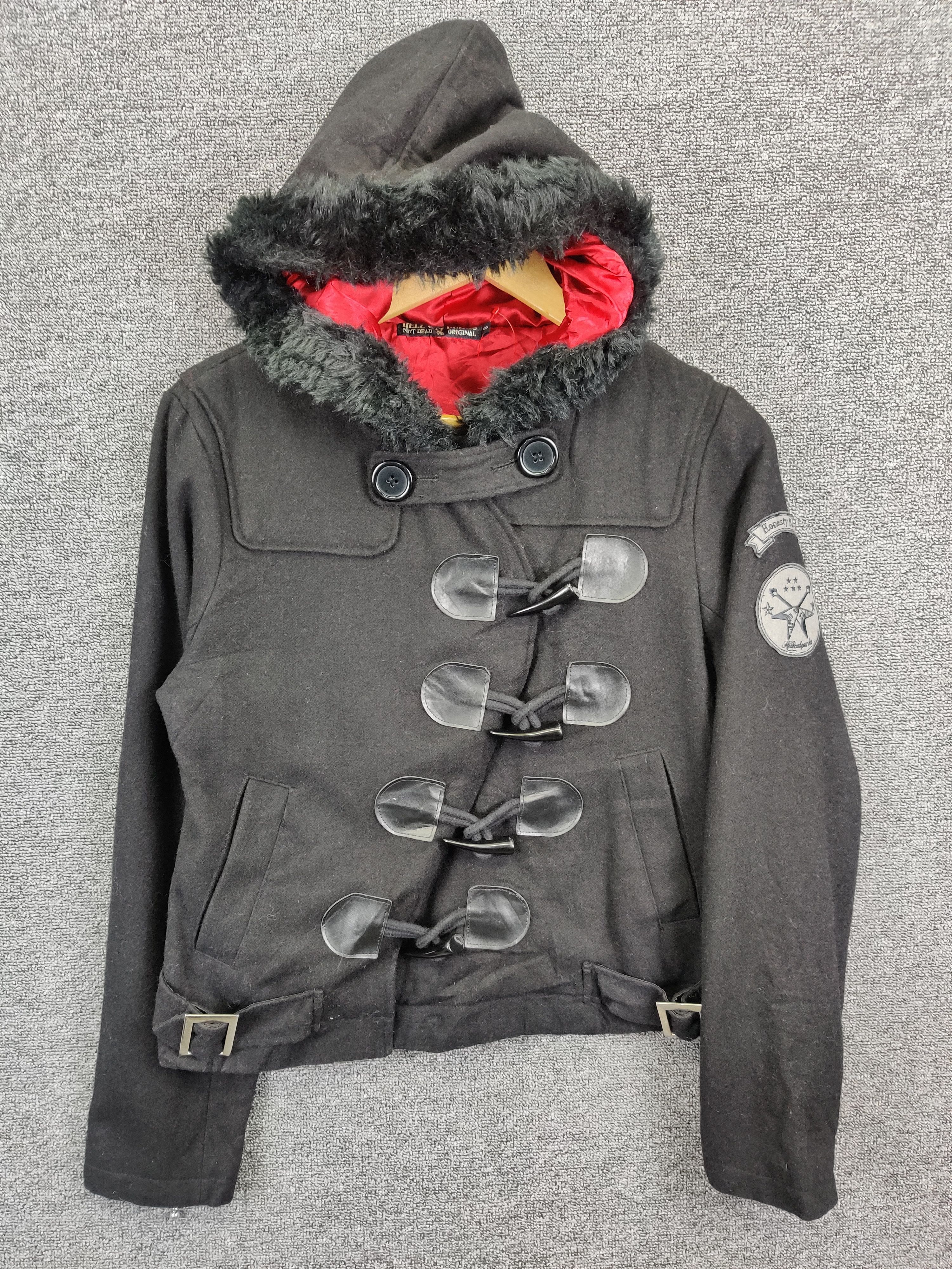 Vintage Hell Cats Punks Wool Duffle Fur Jacket Size US S / EU 44-46 / 1 - 1 Thumbnail