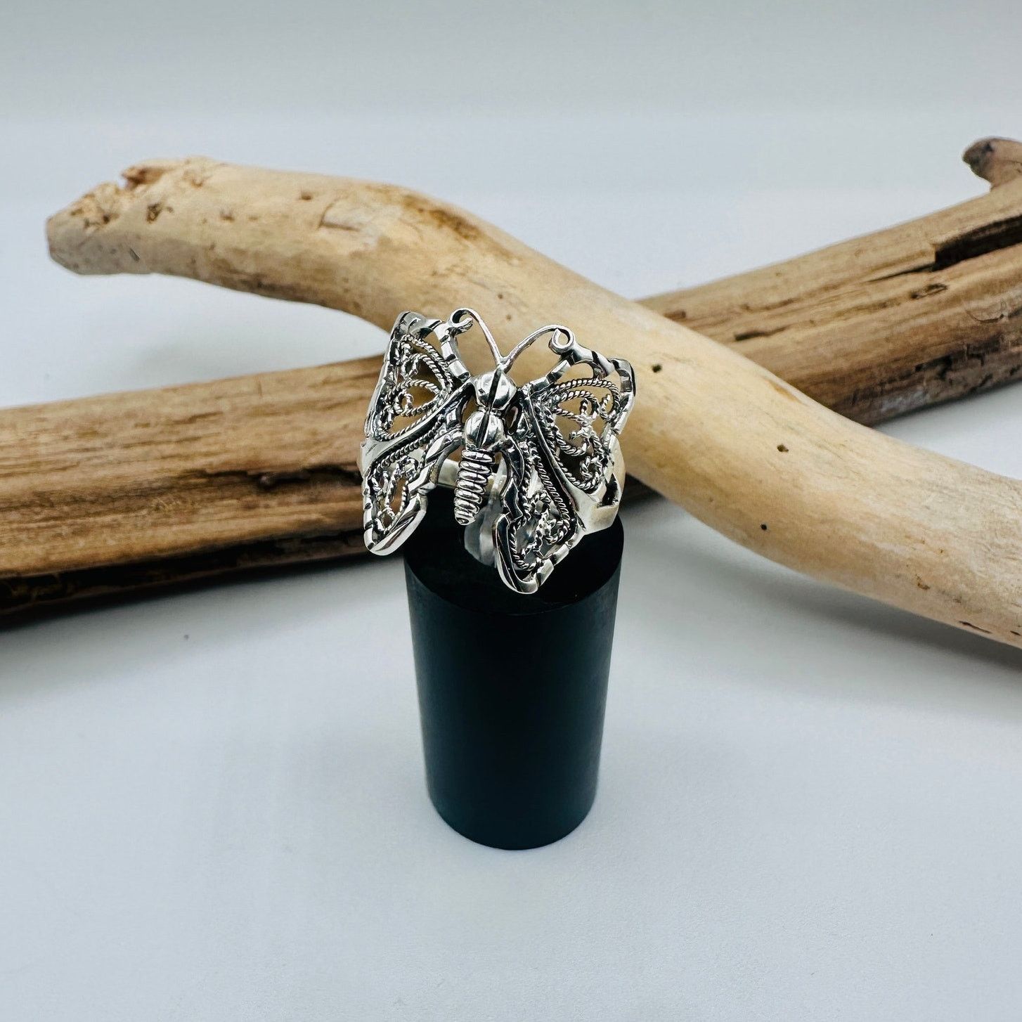 The Unbranded Brand Sterling Silver Filigree Butterfly Ring-Detailed Wings Size ONE SIZE - 1 Thumbnail