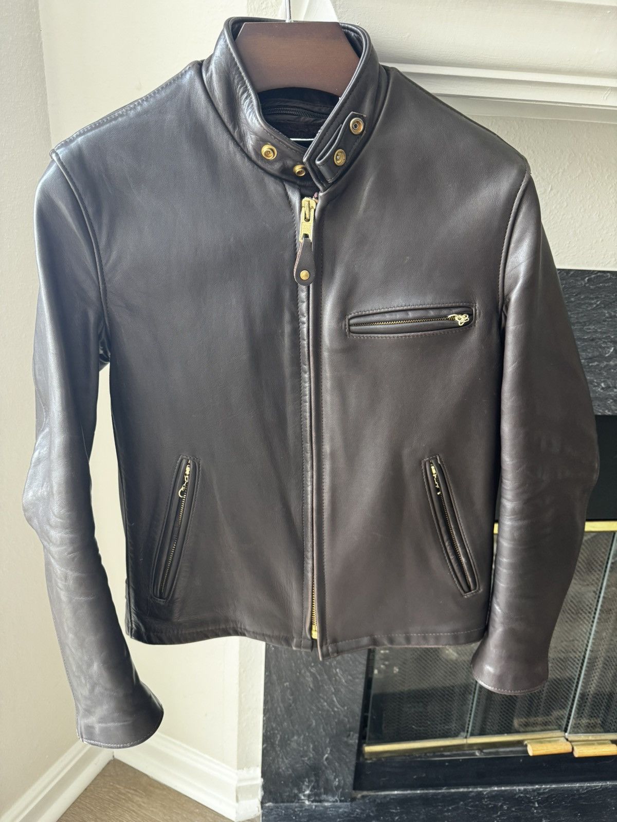 Schott Schott Cafe Racer Leather Jacket Size US M / EU 48-50 / 2 - 1 Thumbnail