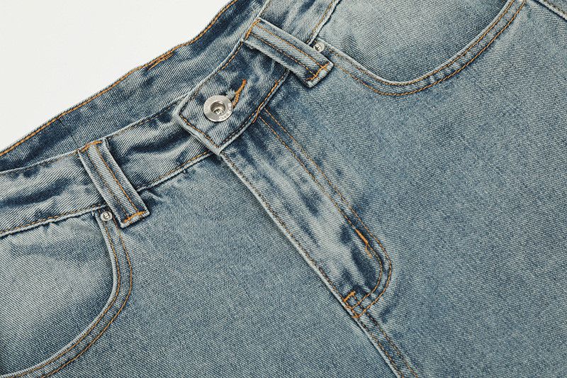 Jean American washed men's distressed wide-leg street style jeans Size US 32 / EU 48 - 3 Thumbnail