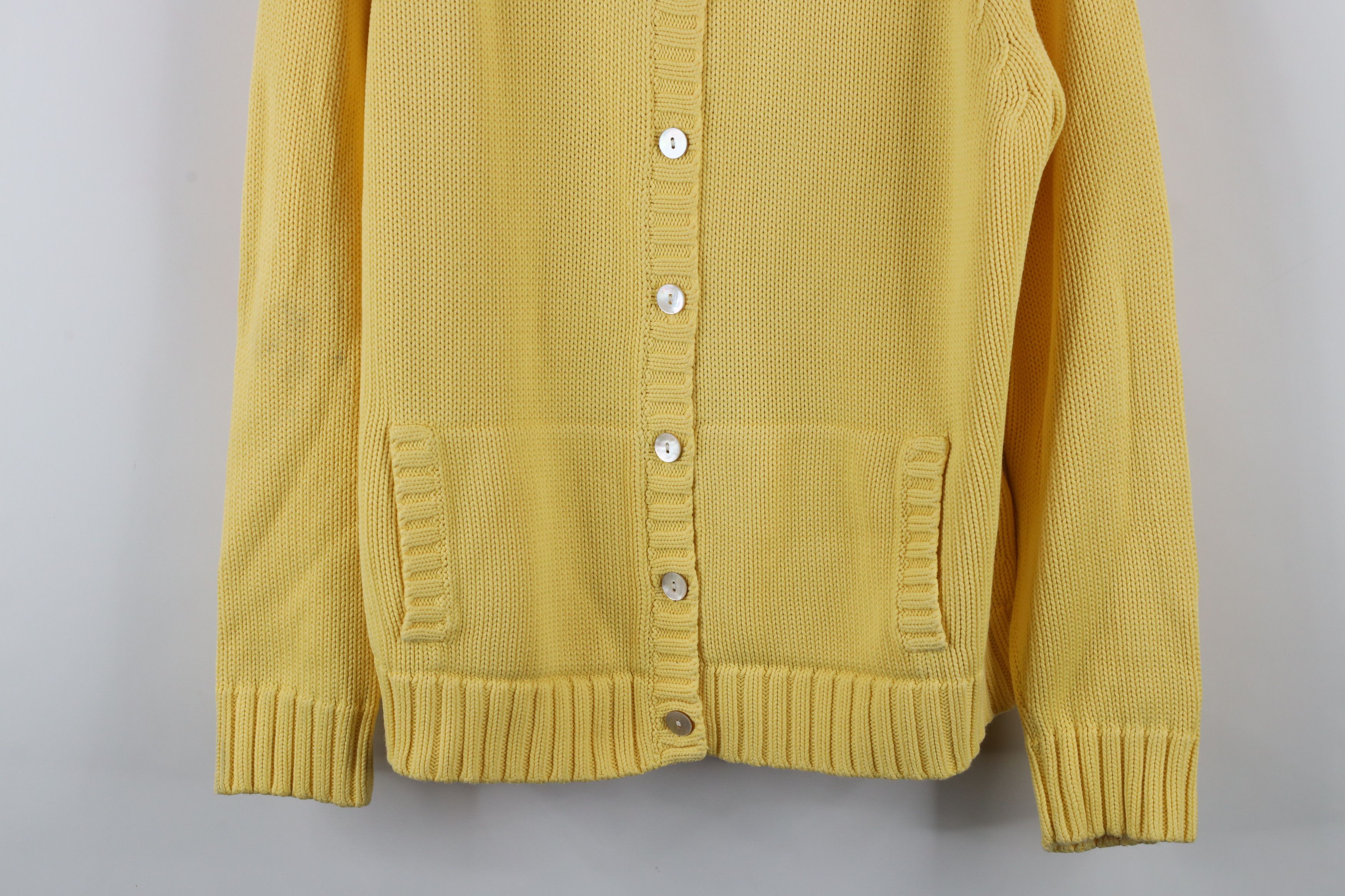 Lands' End × Vintage Vintage 90s Lands End Knit Cardigan Sweater Yellow Japan Size XL / US 12-14 / IT 48-50 - 3 Thumbnail