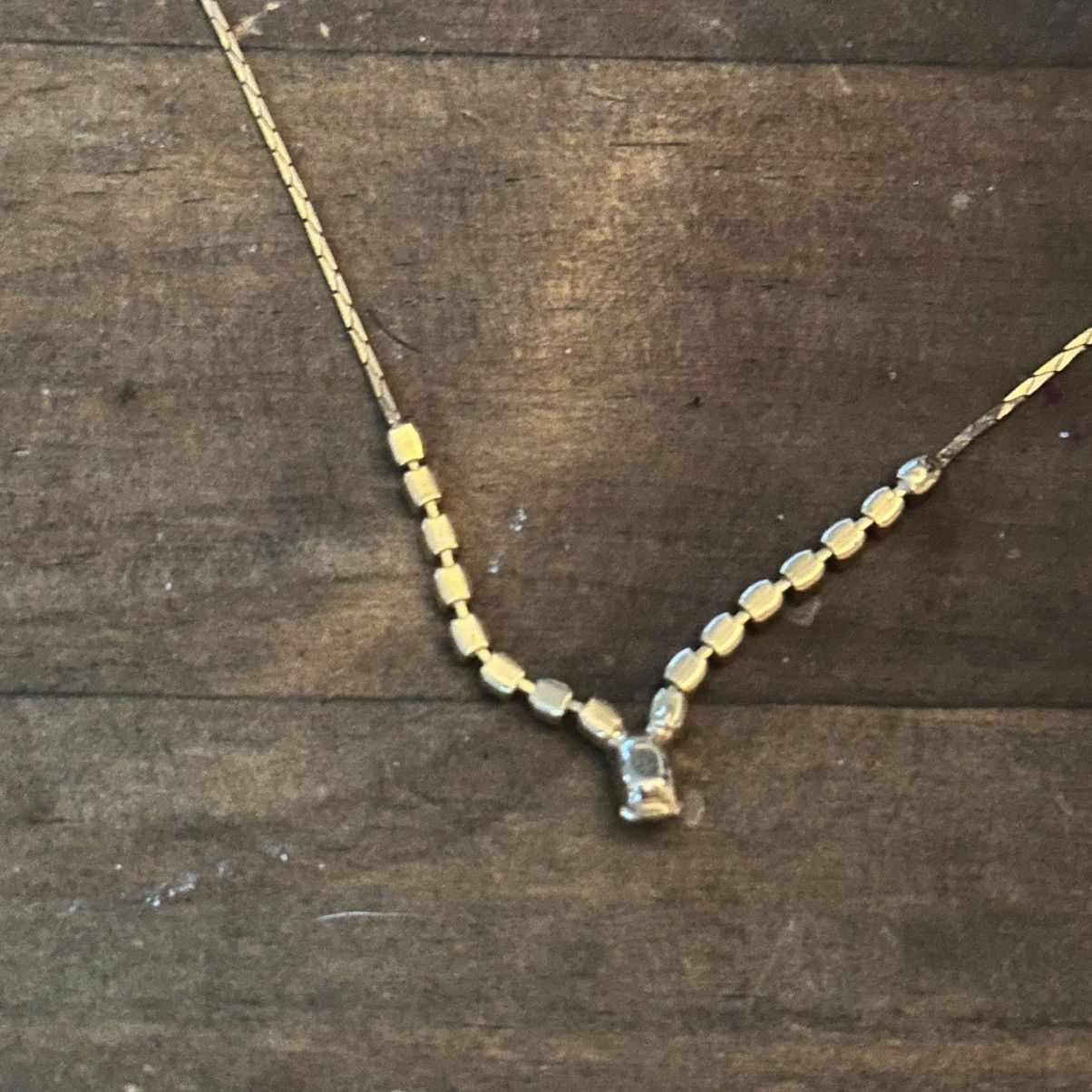 Vintage Vintage gold tone rhinestone tennis V necklace Size ONE SIZE - 4 Thumbnail