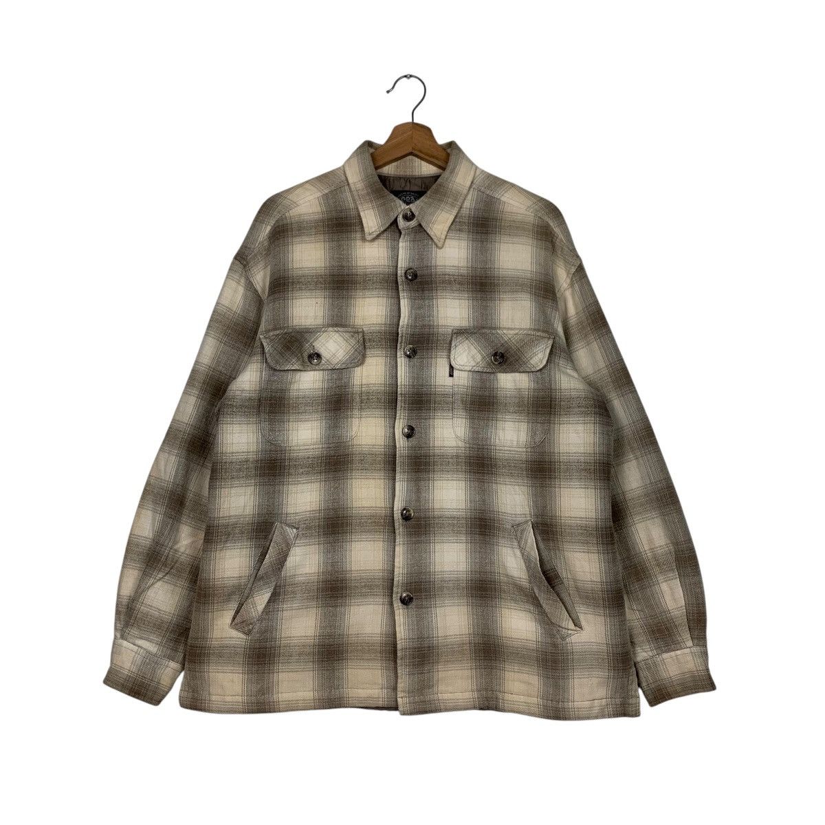 Vintage 90's SEA HOP Shadow Plaid 4 Pocket Flannel Jacket #2838-C128 Size US L / EU 52-54 / 3 - 1 Thumbnail
