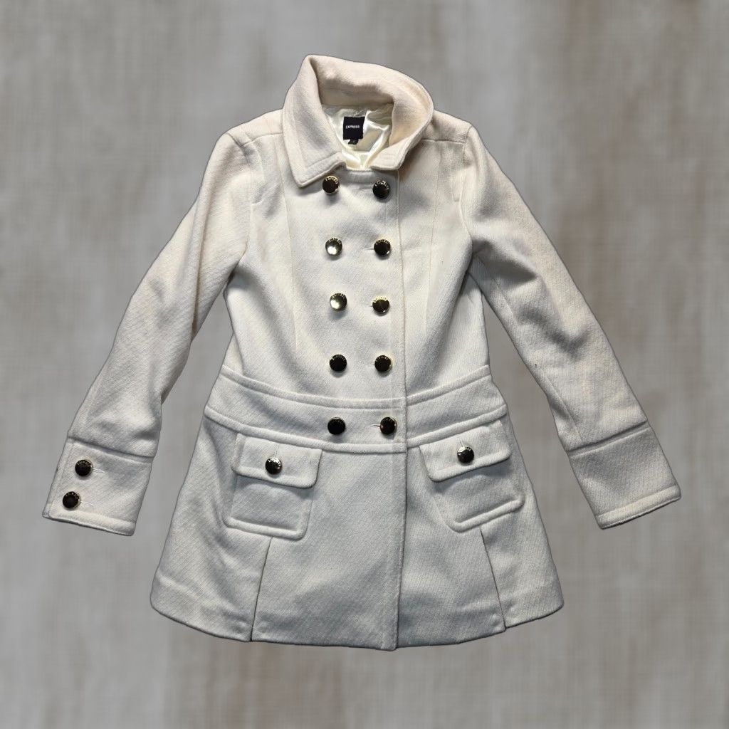 Express Express Women's Beige Trench Coat Jacket Wool Blend Small S Size S / US 4 / IT 40 - 1 Thumbnail