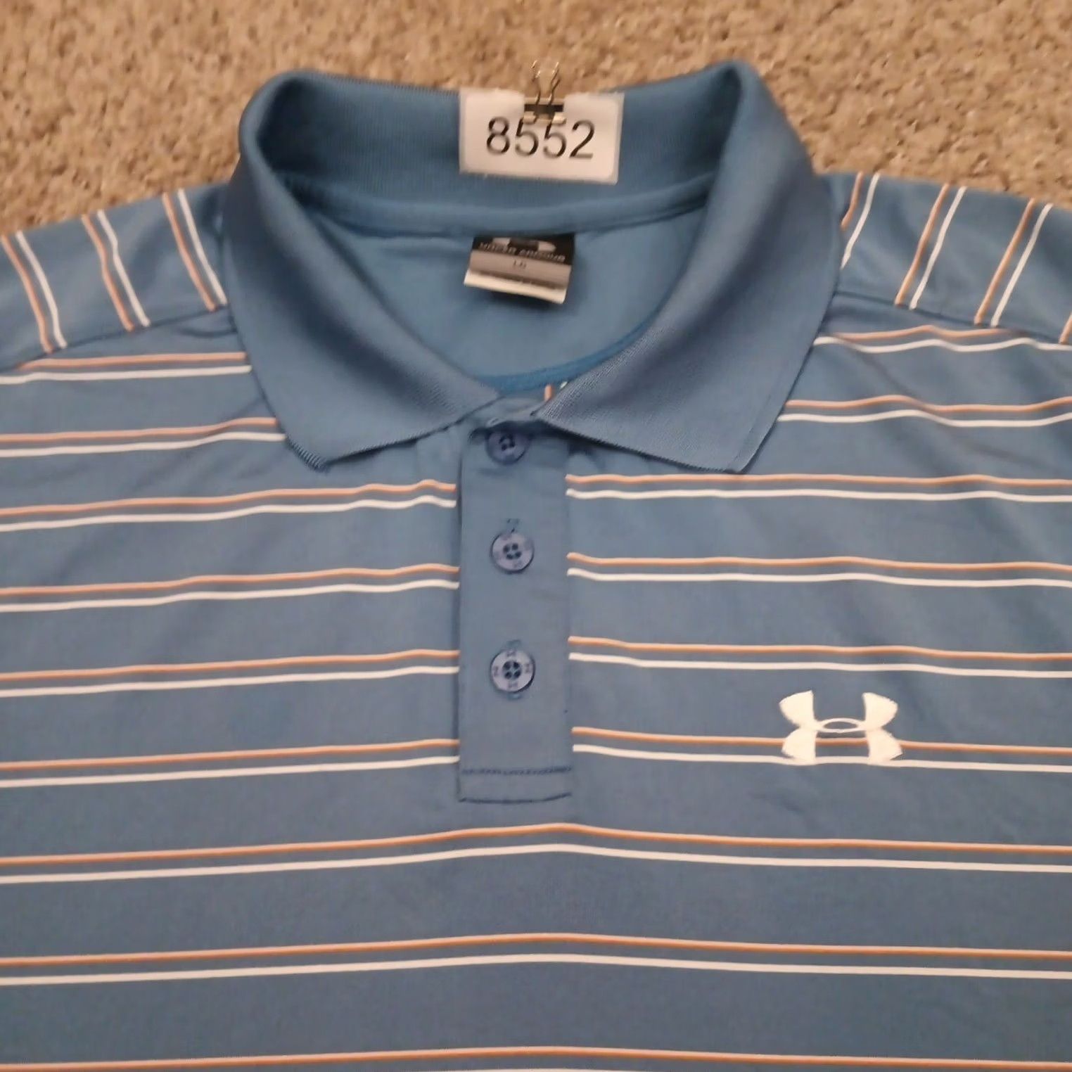 Under Armour Under Armour Polo Shirt Mens L Blue Orange Striped Short Sleeve Polo Men Blue Orange Striped Short Sleeve Size US L / EU 52-54 / 3 - 3 Thumbnail