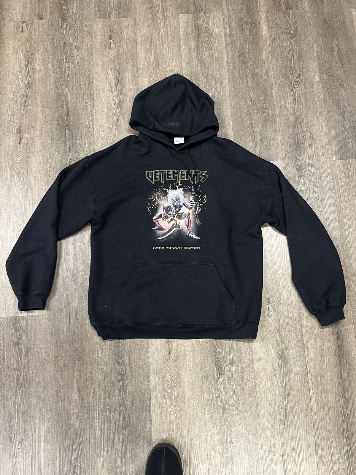 image of Vetements “Life After Death” Hoodie in Black, Men's (Size Medium)