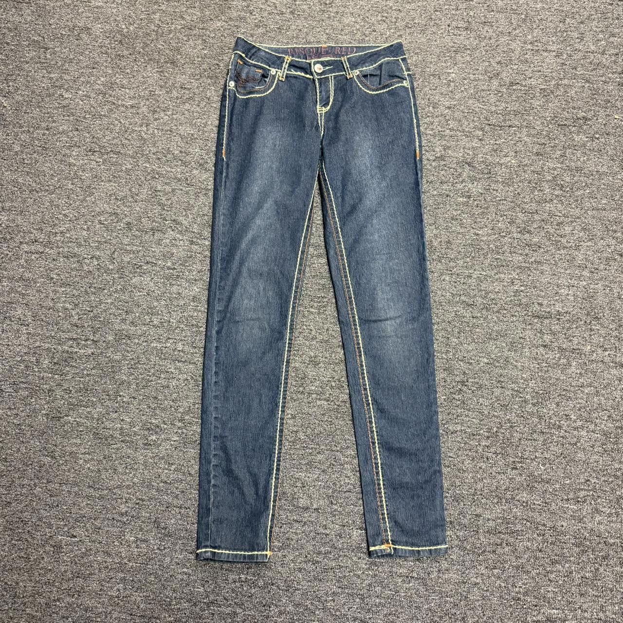 Designer Y2K Contrast Stitch Denim Skinny Jeans Size 30" / US 8 / IT 44 - 2 Thumbnail