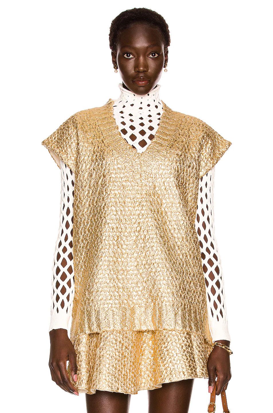 Valentino o1y0326 V-neck Sweater in Gold Size S / US 4 / IT 40 - 1 Thumbnail