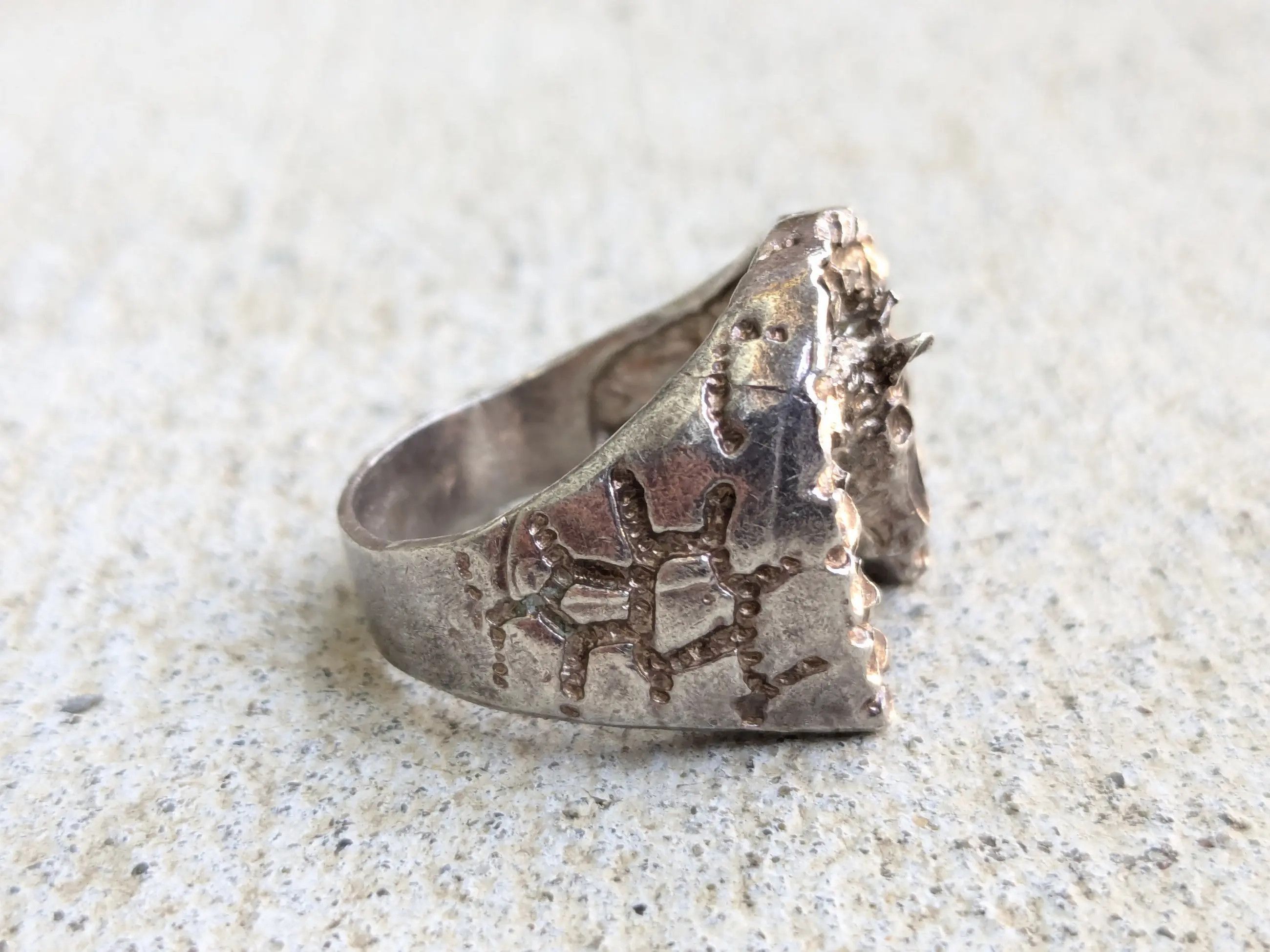Jewelry Vintage Sterling Silver Ring Horseshoe Nugget 10.75 Size ONE SIZE - 4 Thumbnail