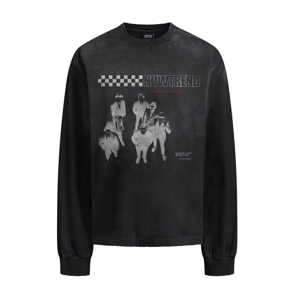 Vintage Men's distressed loose character print long-sleeved T-shirt Size US M / EU 48-50 / 2 - 1 Thumbnail