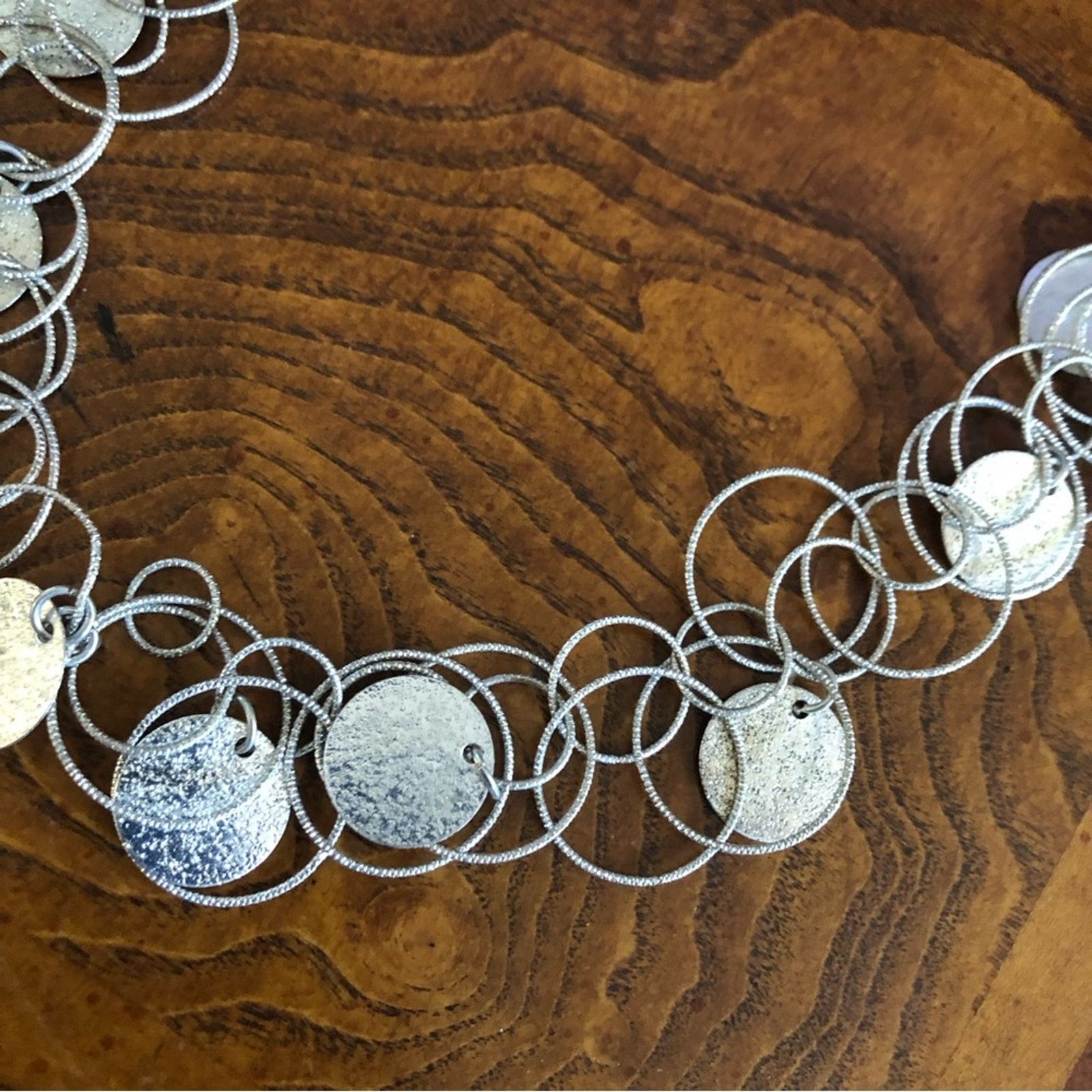 Jewelry Textured silver link coin fringe necklace Size ONE SIZE - 9 Thumbnail