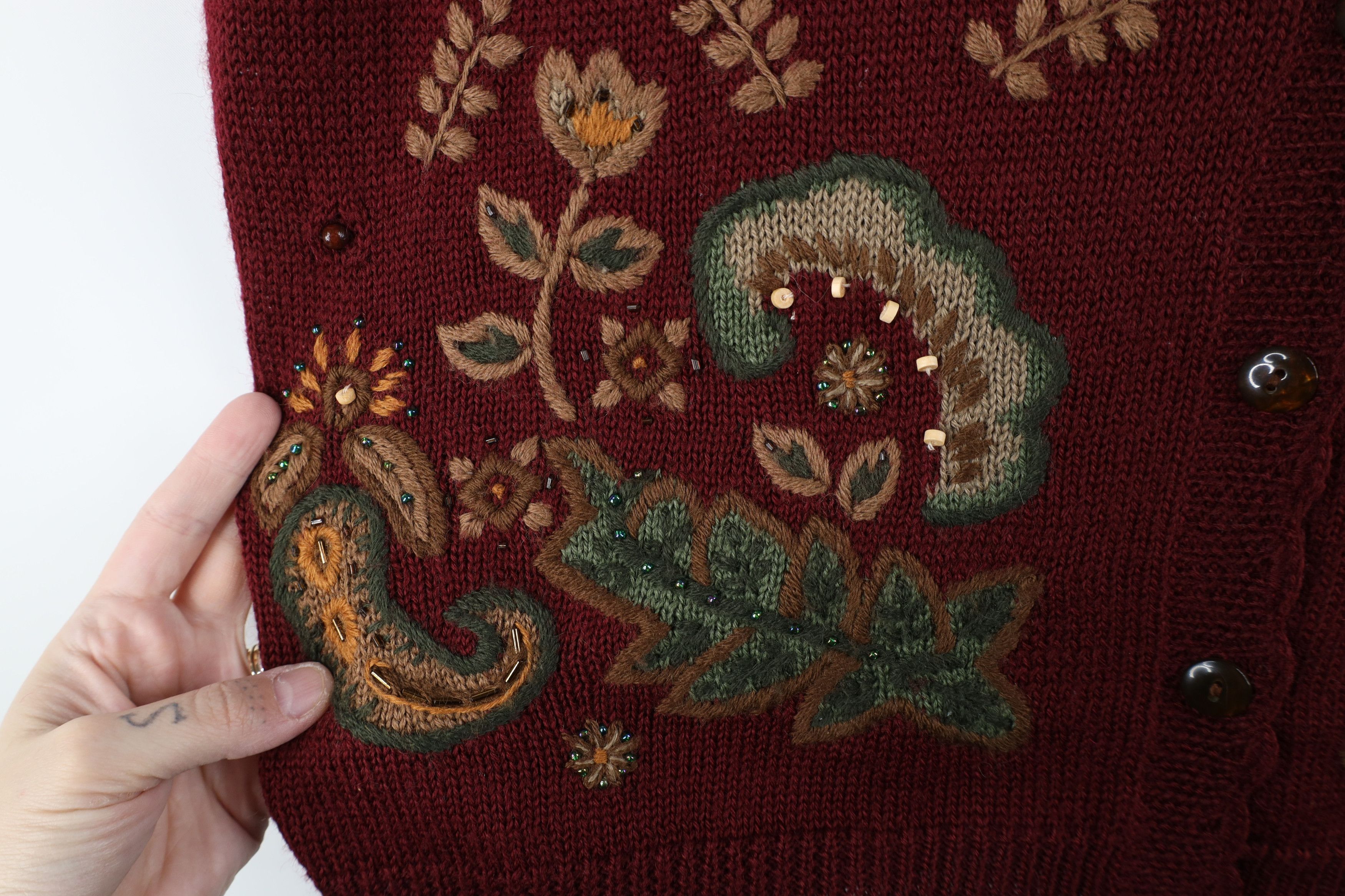 Vintage Vintage 90s Streetwear Blend Beaded Nature Leaf Sweater Vest Size L / US 10 / IT 46 - 4 Thumbnail