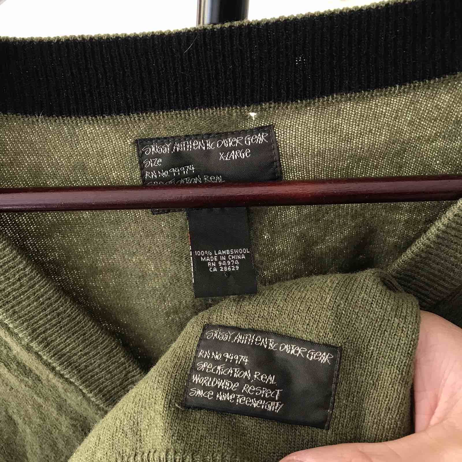 Stussy Vintage Stussy Knit Olive Collar Cardigan Zip Up 90s Size US XL / EU 56 / 4 - 4 Thumbnail