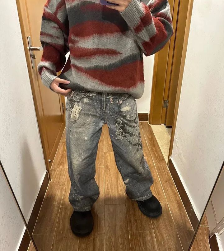 Jean Chain Printed Baggy Jeans Size US 32 / EU 48 - 4 Thumbnail