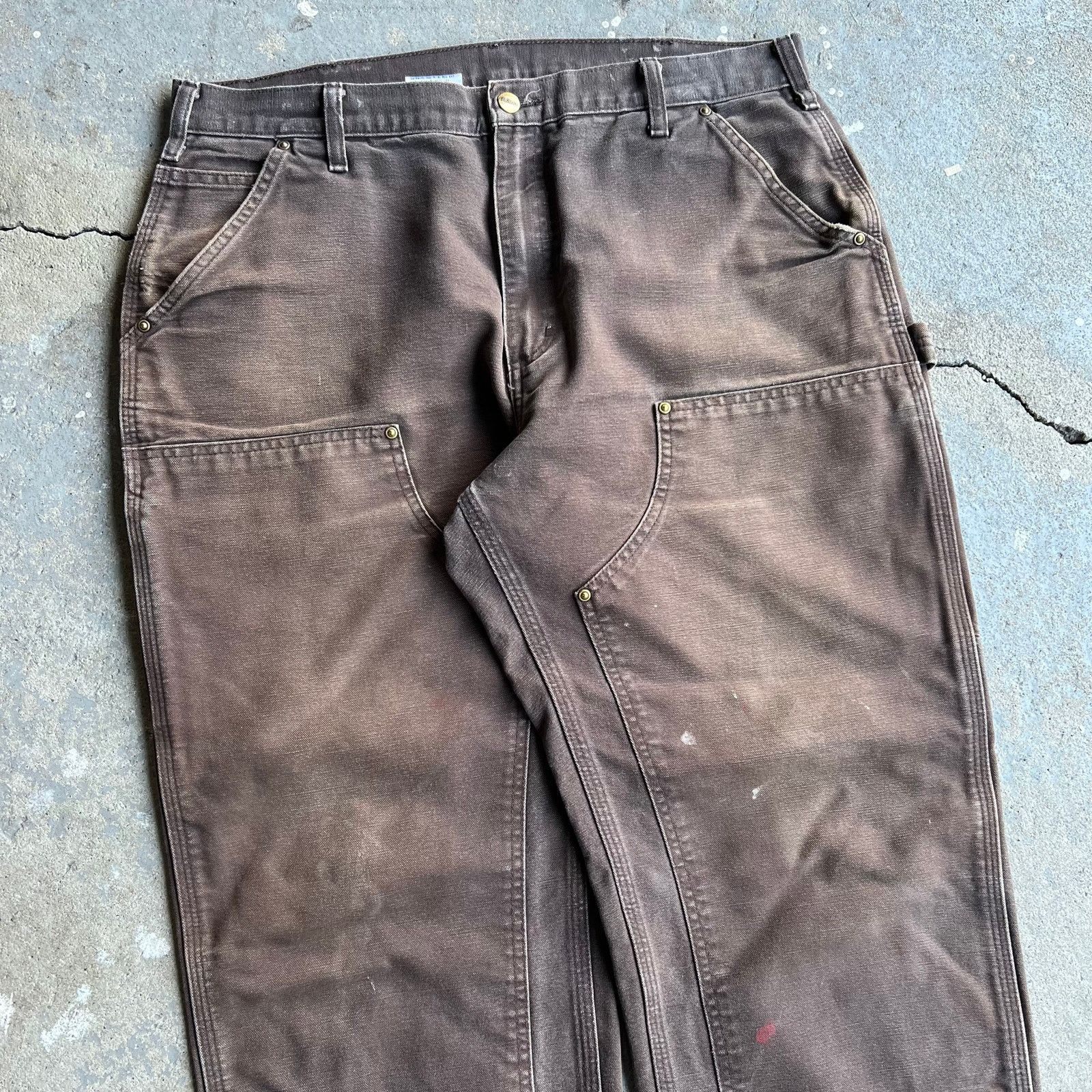 Carhartt × Vintage Vintage carhartt brown double knee work wear carpenter pants Size US 35 - 2 Thumbnail
