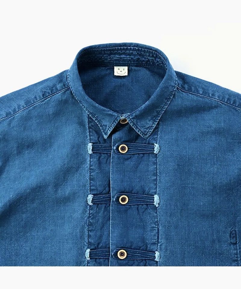 Japanese Brand 45rpm Indigo Dyed Unique Flap Japan Soft Denim Shirt Size US L / EU 52-54 / 3 - 15 Thumbnail