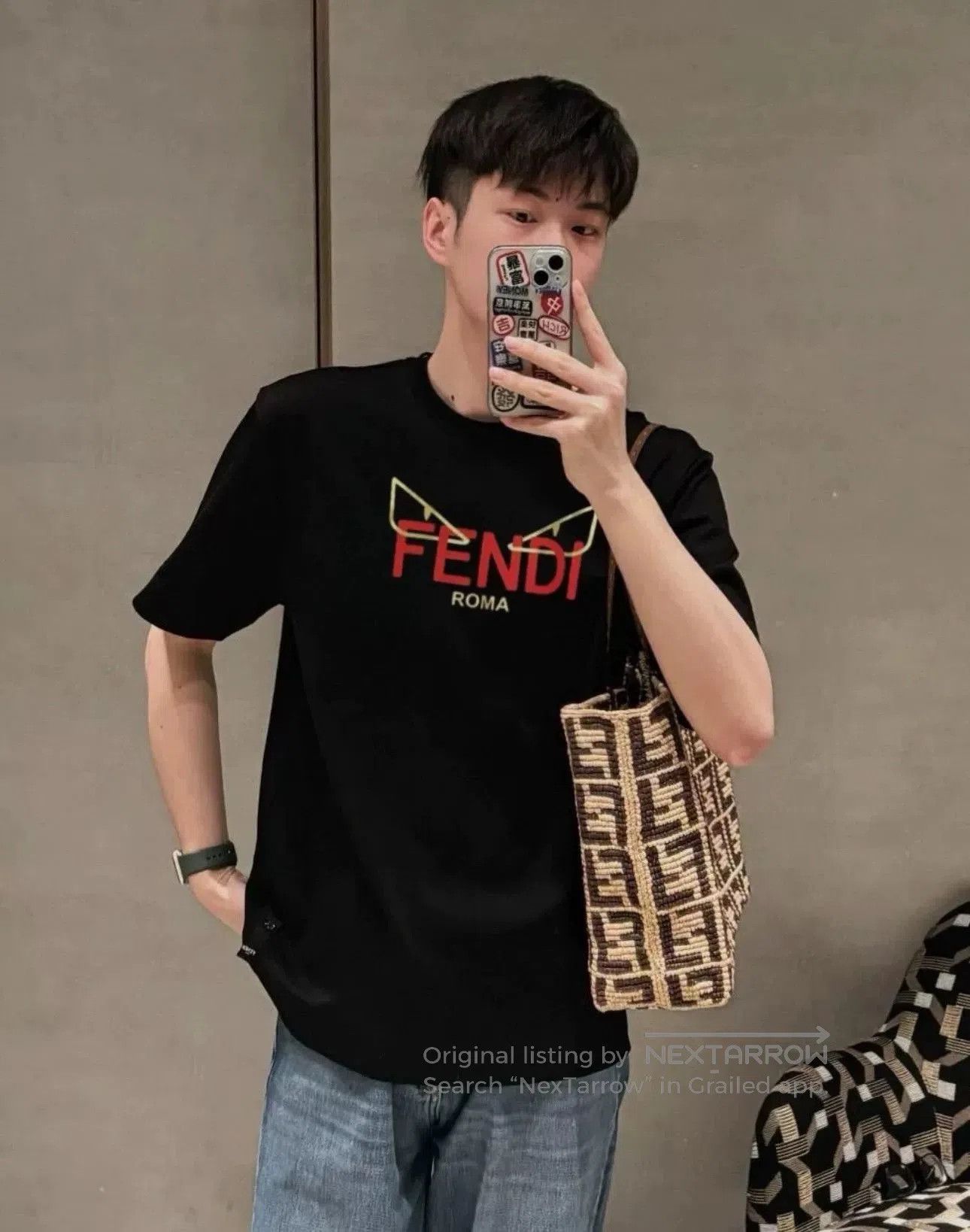 Fendi Fendi Red Letter Owl Logo Black Tee. Size US L / EU 52-54 / 3 - 2 Thumbnail