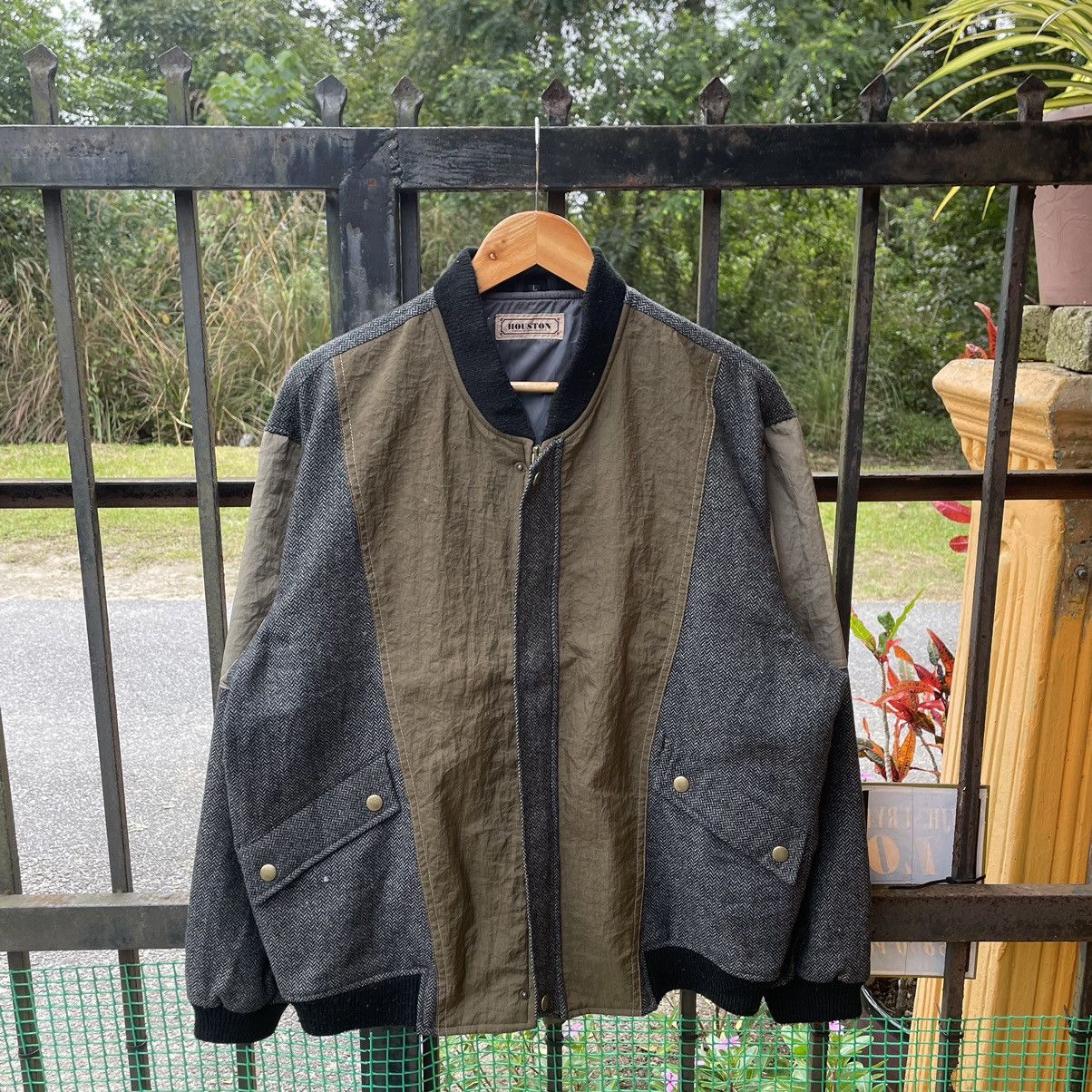Japanese Brand × Vintage 🔥Houston Patchworks Full Zipper Buttons Wool Bomber Jacket Size US L / EU 52-54 / 3 - 1 Thumbnail