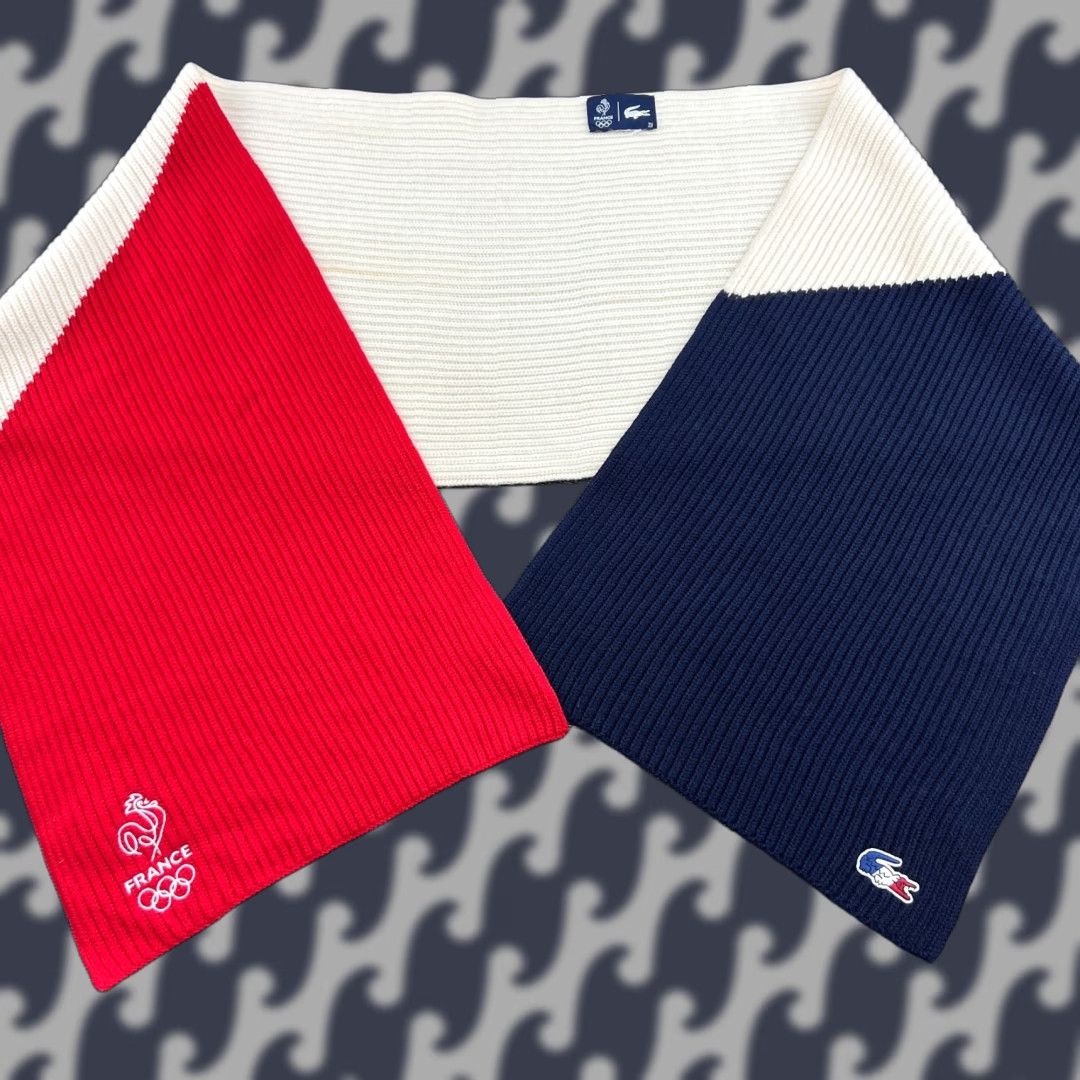 Lacoste LACOSTE France Olympic Games Tribute Scarf Limited Edition 100% Wool Crocodile Scarf Multicolor Unisex Wool 70 inches Mens Womens Boys Girls Size ONE SIZE - 1 Thumbnail