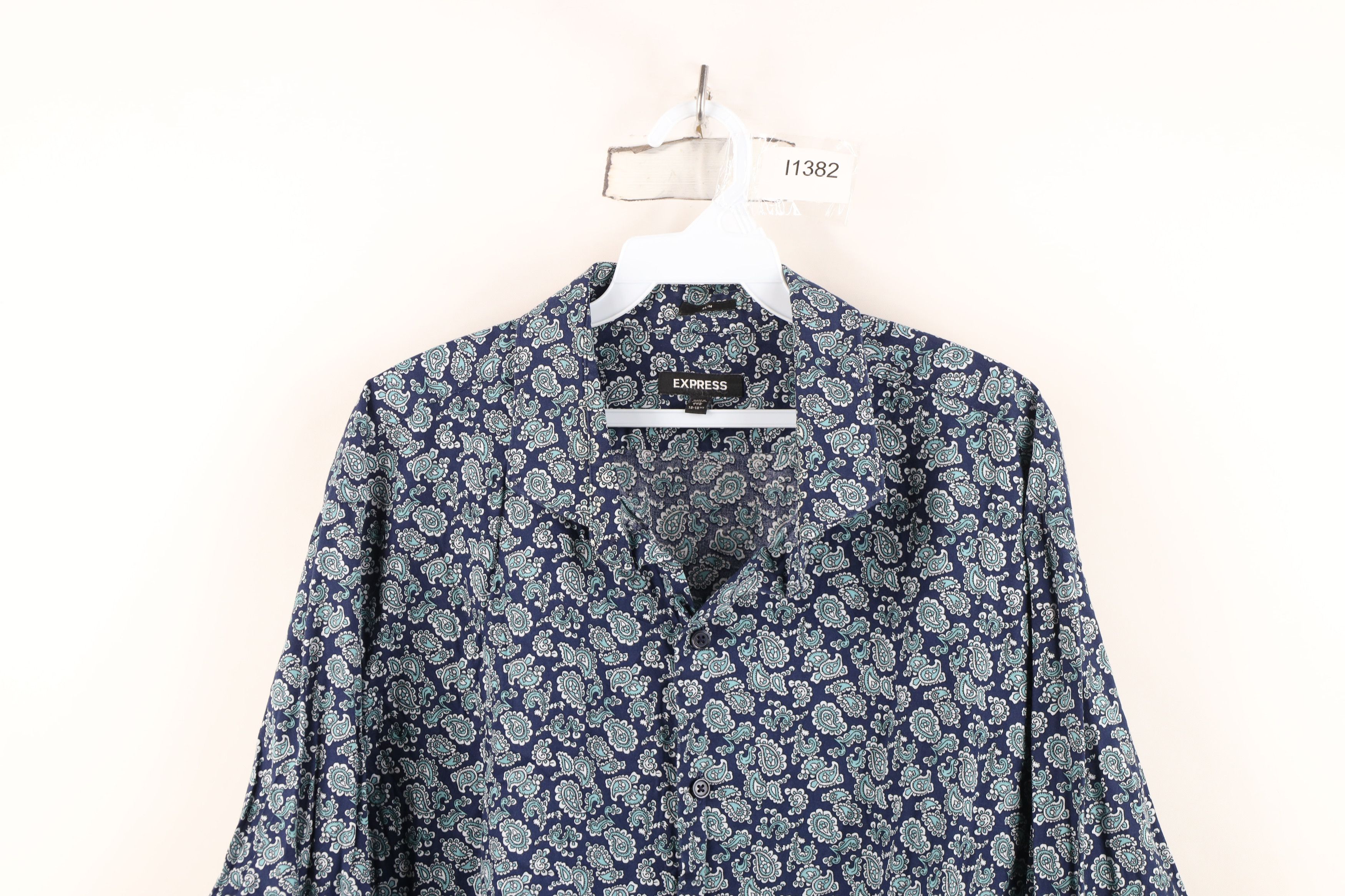 Express Express Fit Paisley Tapestry Collared Button Shirt Cotton Size US XXL / EU 58 / 5 - 2 Thumbnail