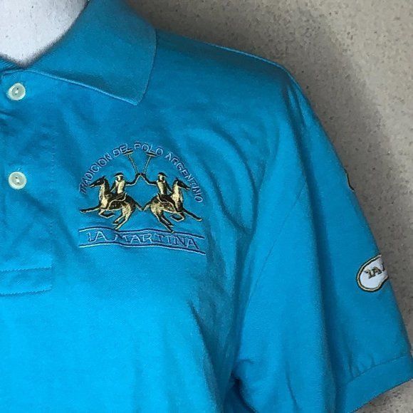 Vintage La Martina Womens Top Blue Polo Embroidered Short Sleeve Shi Size XXL / US 16-18 / IT 52-54 - 6 Thumbnail