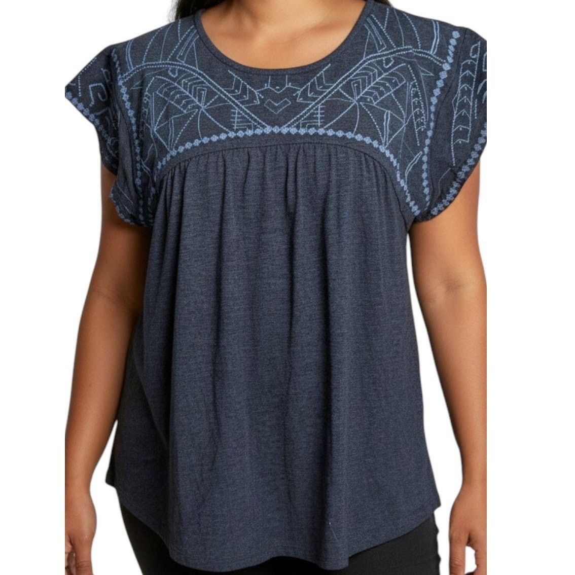 Other Aventura Poet Blue Organic Cotton Embroidered Blouse Medium Size M / US 6-8 / IT 42-44 - 1 Thumbnail