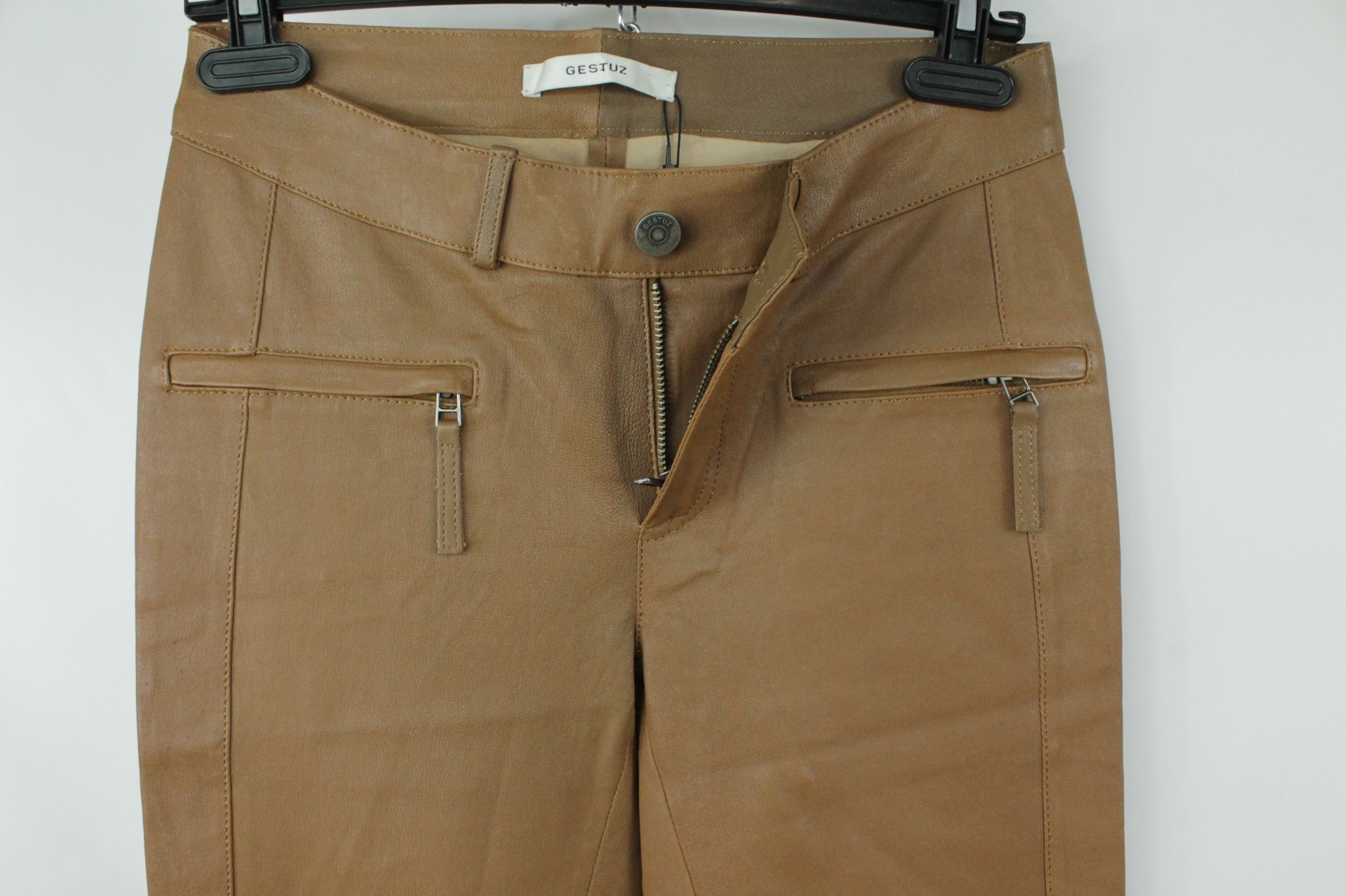 Designer × Genuine Leather × Gestuz Gestuz Brown Leather Slim Fit Bell Women's Pants Size 27" / US 4 / IT 40 - 5 Thumbnail