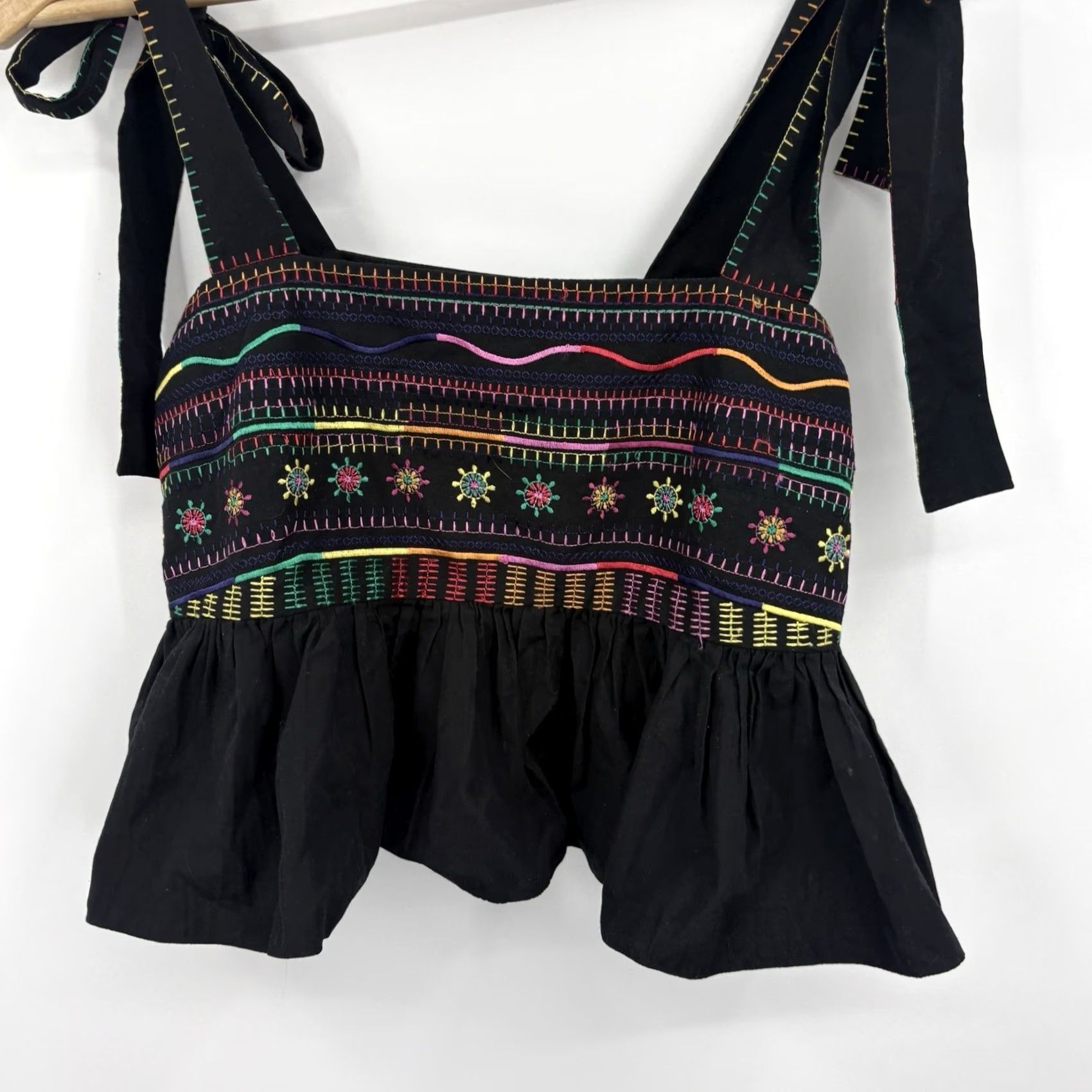 Vintage Saloni Top Women 6 Embroidered Boho Festival Resort Suspender? Size M / US 6-8 / IT 42-44 - 5 Thumbnail