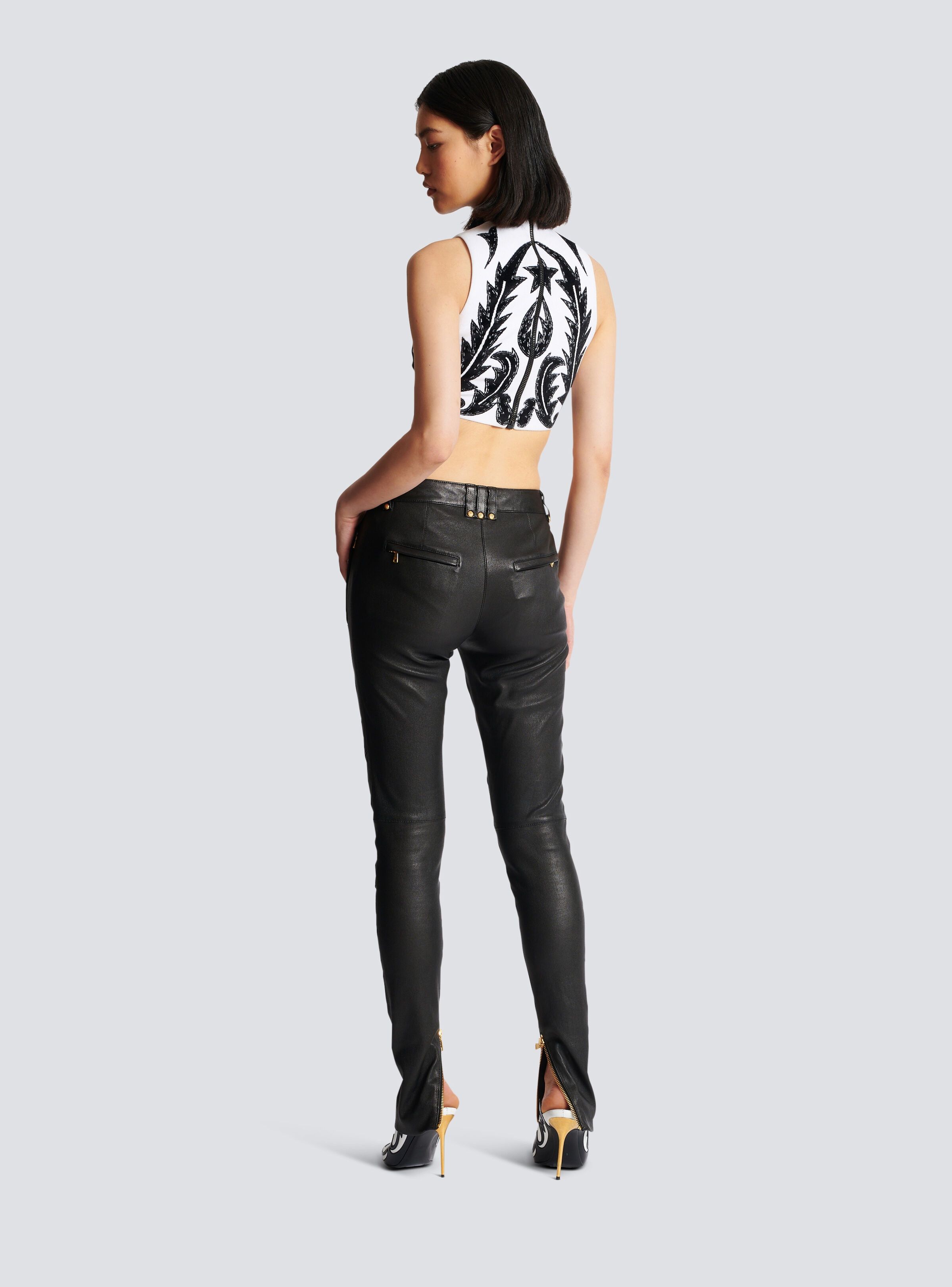 Balmain o1s1wg110825 Baroque Tank Top in Black/White Size S / US 4 / IT 40 - 4 Thumbnail