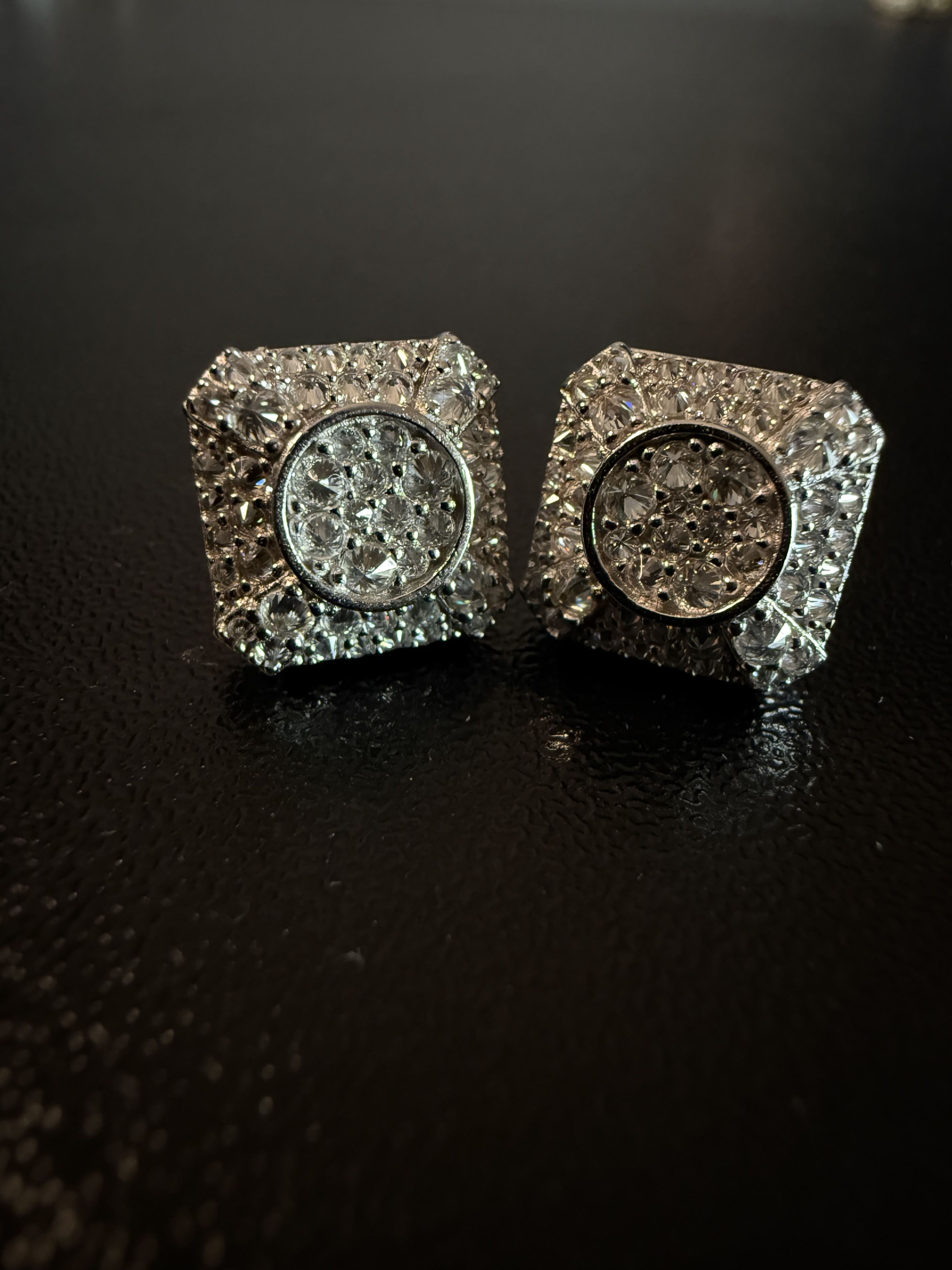 Other Trap Square Halo Studs Moissanite mens 925silver earrings Size ONE SIZE - 2 Thumbnail