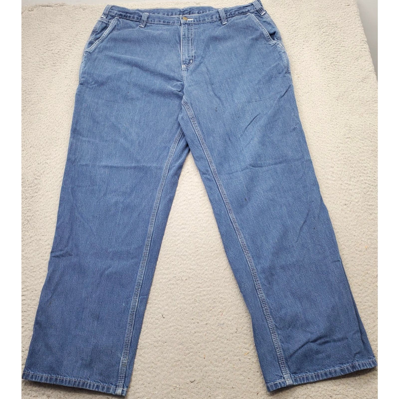 Carhartt Carhartt Jeans Men's 38/32 Blue Denim Dungaree Fit Medium Wash Carpenter Straight 5-Pocket Mens Size: 38/32 Blue Denim Regular Fit Size US 38 / EU 54 - 2 Thumbnail