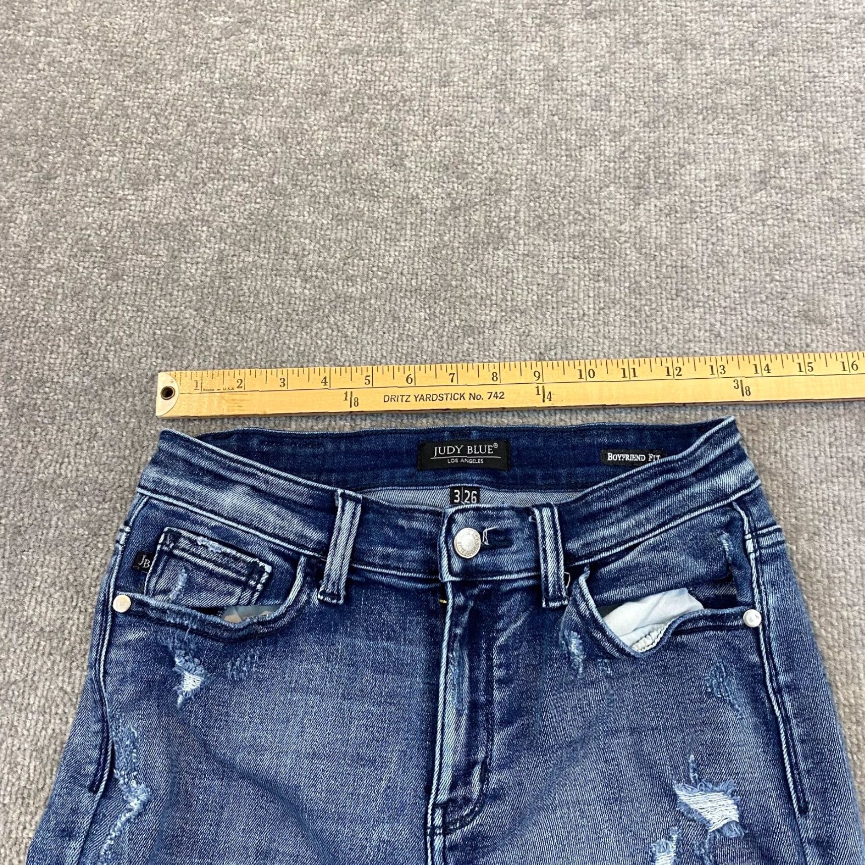 Denime Judy Blue Boyfriend Fit Jeans Womens 3/26 Medium Blue Distressed Denim Pants Size 26" / US 2 / IT 38 - 4 Thumbnail