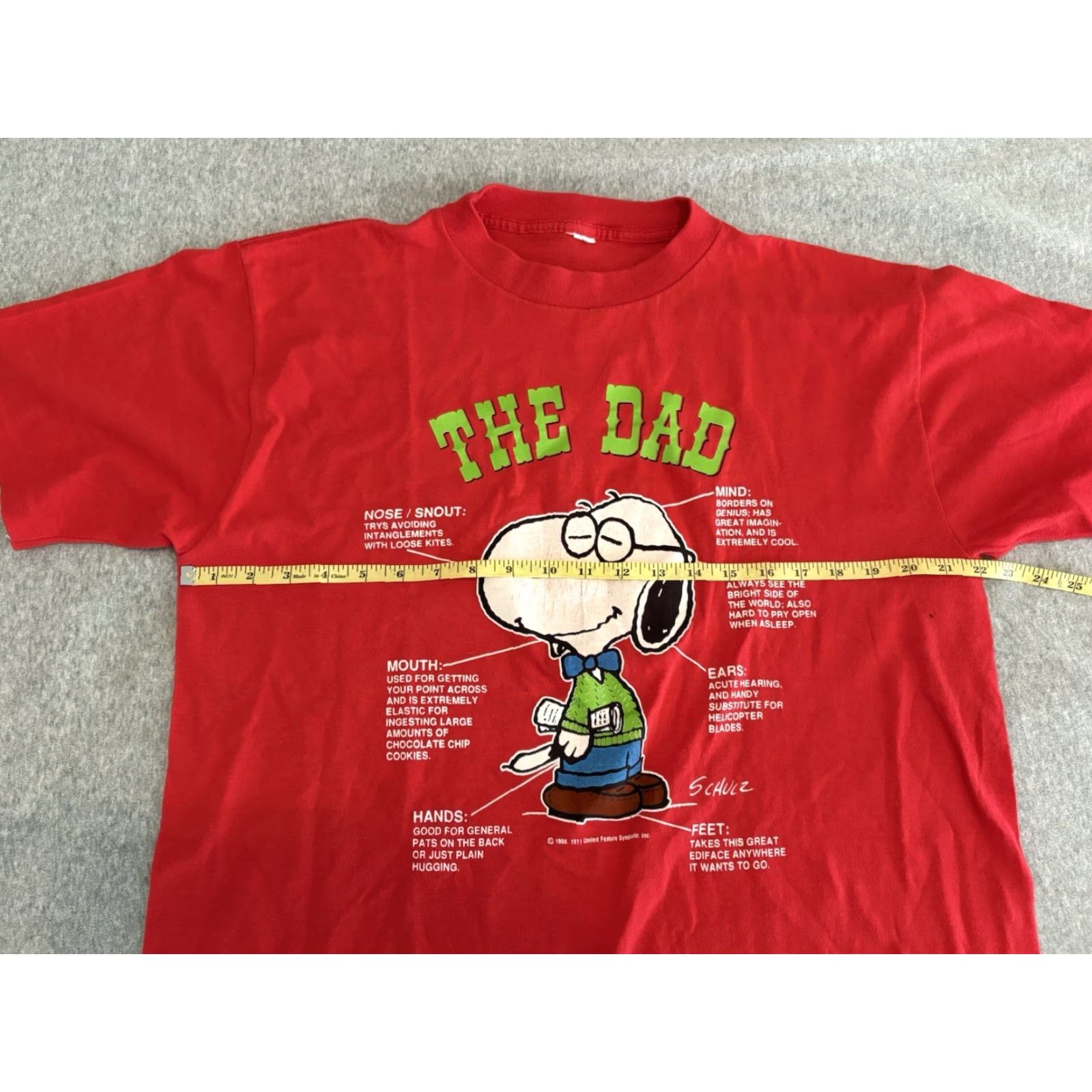 Peanuts VINTAGE Peanuts Snoopy Dad Shirt Red United Feature Syndicate Schulz Shirt Mens L Short Sleeve Crew Neck Size US L / EU 52-54 / 3 - 6 Thumbnail
