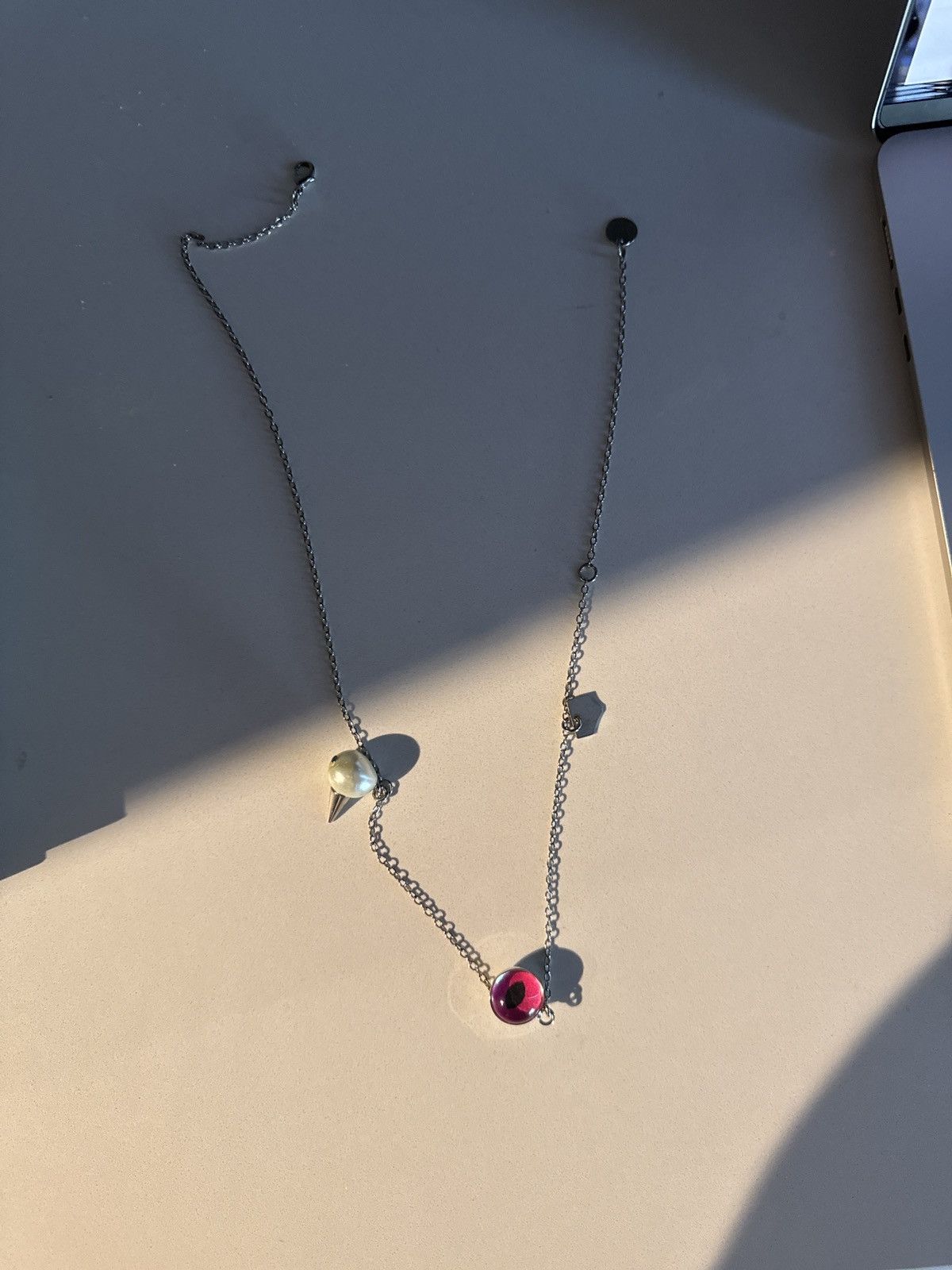 Marni × Vintage Marni Silver and Pink Eye Necklace | Grailed