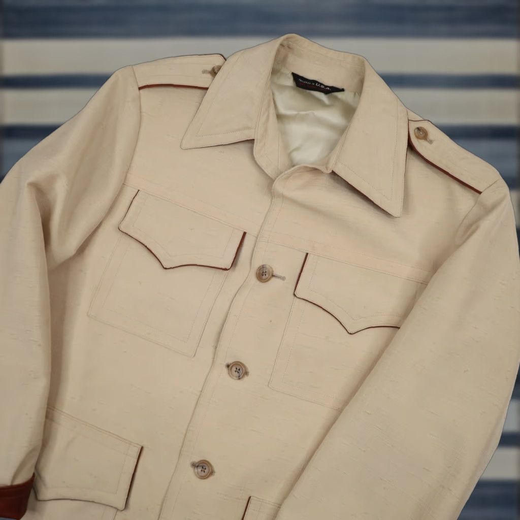 Vintage VINTAGE Soundings by Sinsheimer Large Polyester Western Sport Coat Cream Coat Mens L Sport Size US L / EU 52-54 / 3 - 1 Thumbnail