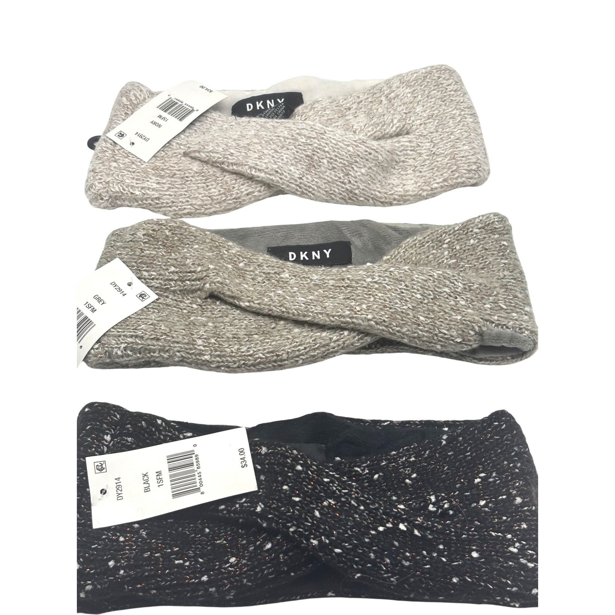 DKNY $102.00 Set of 3 DKNY Fleece-Lined Headbands Black/Gray/Ivo Size ONE SIZE - 6 Thumbnail