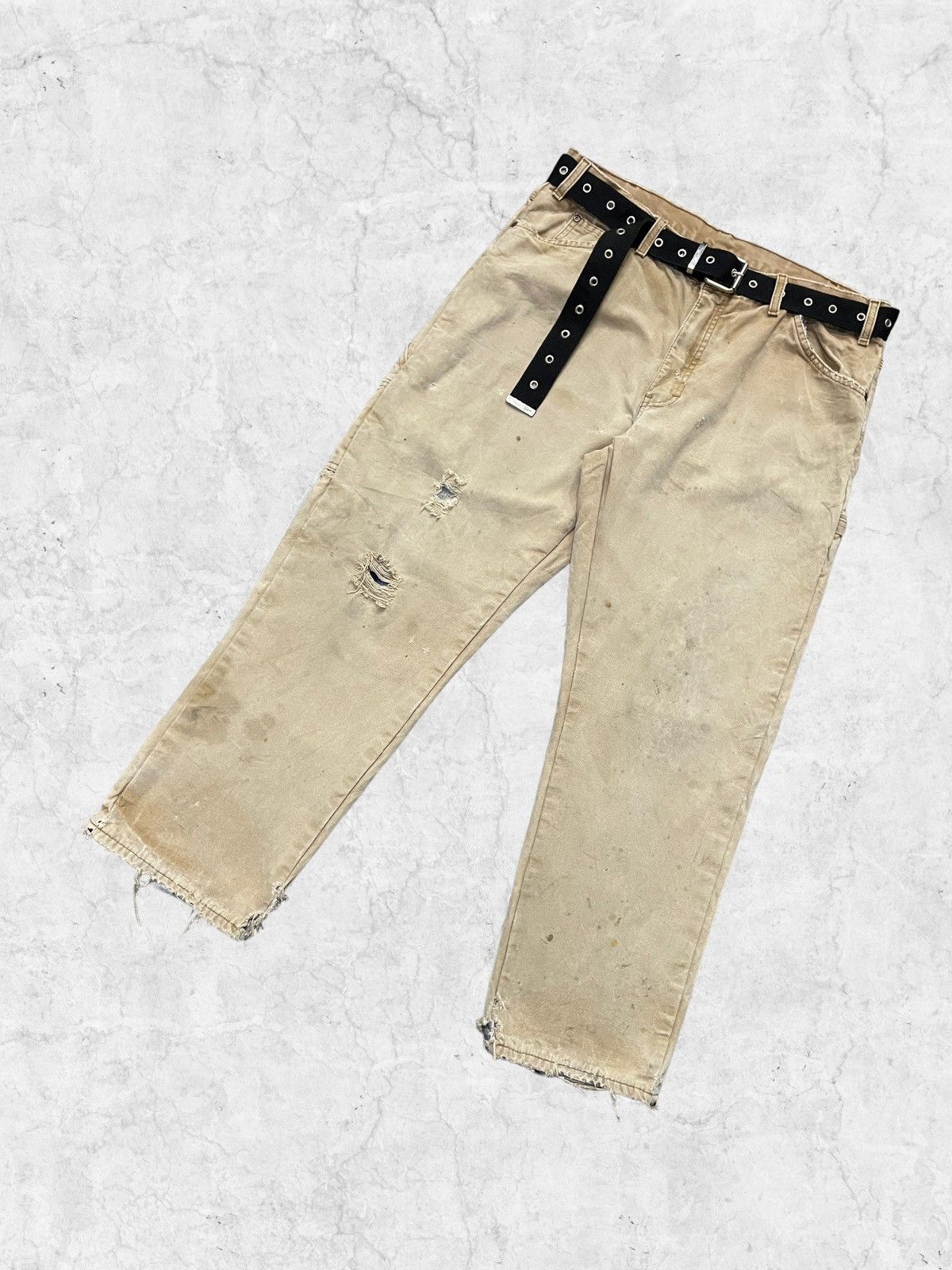 Dickies × Vintage Vintage Dickies Carpenters Distressed Flannel Lined Belted Size US 36 / EU 52 - 5 Thumbnail