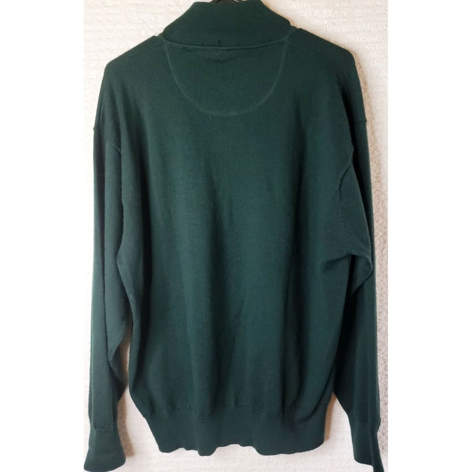 Orvis Orvis Men's L Wool Pullover Leather 1/4 Zip Mock Neck Sweater Dark Green Size US L / EU 52-54 / 3 - 6 Thumbnail