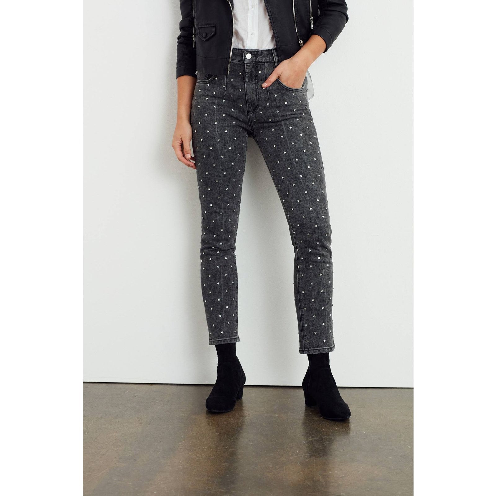 Anthropologie New Pilcro Ultra High-Rise Beaded Straight Jeans $158 Sz 28 Size 28" / US 6 / IT 42 - 2 Thumbnail