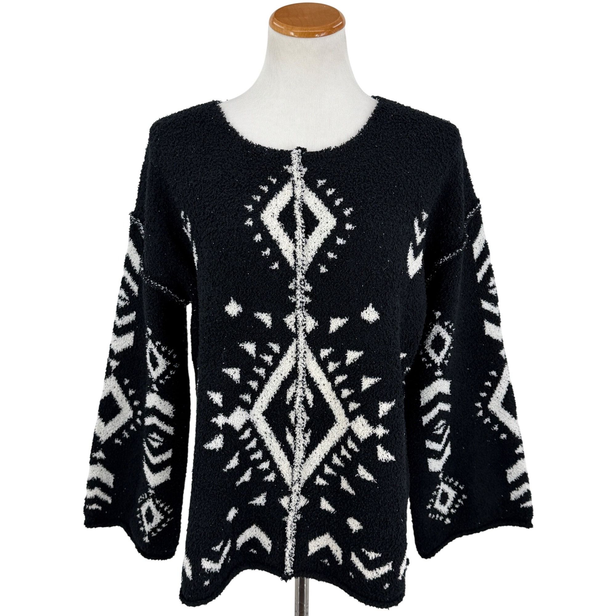 Other NWT Black White Slouchy Aztec Sweater | Boho Coastal Cowgirl Size S / US 4 / IT 40 - 15 Thumbnail