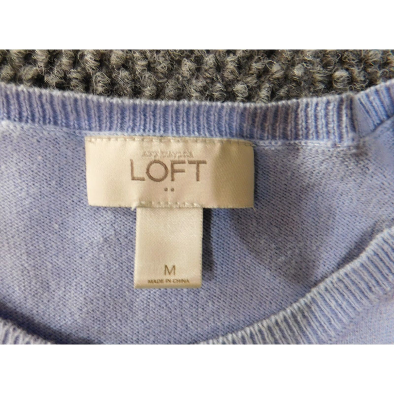 Loft LOFT Cardigan Sweater Medium Women Blue Beaded Embroidered Rib Knit Pullover Round Neck Casual Regular M Knit Cotton Size M / US 6-8 / IT 42-44 - 4 Thumbnail