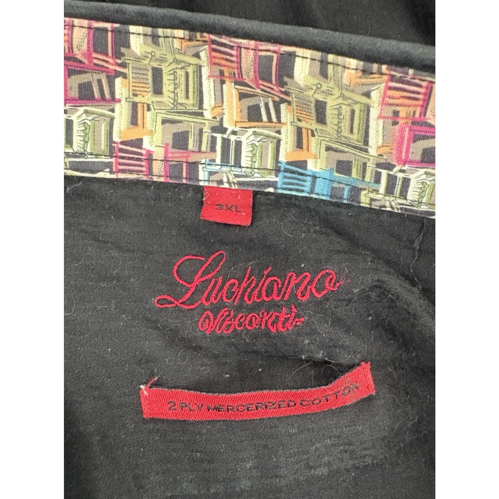 Luchiano Visconti VINTAGE Luchiano Visconti Dress Shirt Men’s 3XL Cotton Long Sleeve Button-Down Business Casual Black Size 48R - 6 Thumbnail