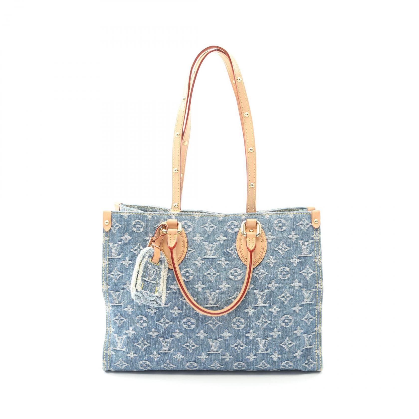 Louis Vuitton Louis Vuitton Louis Vuitton OnTheGo MM Monogram Denim Tote Bag Textile Tote Bag M46871 DUTY FREE for USA Size ONE SIZE - 1 Thumbnail